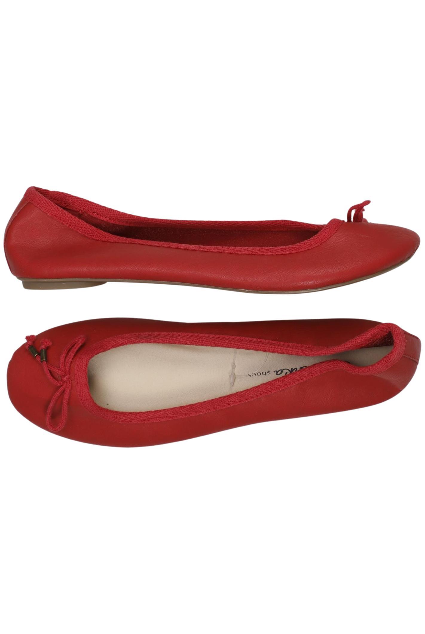 

bershka Damen Ballerinas, rot, Gr. 39