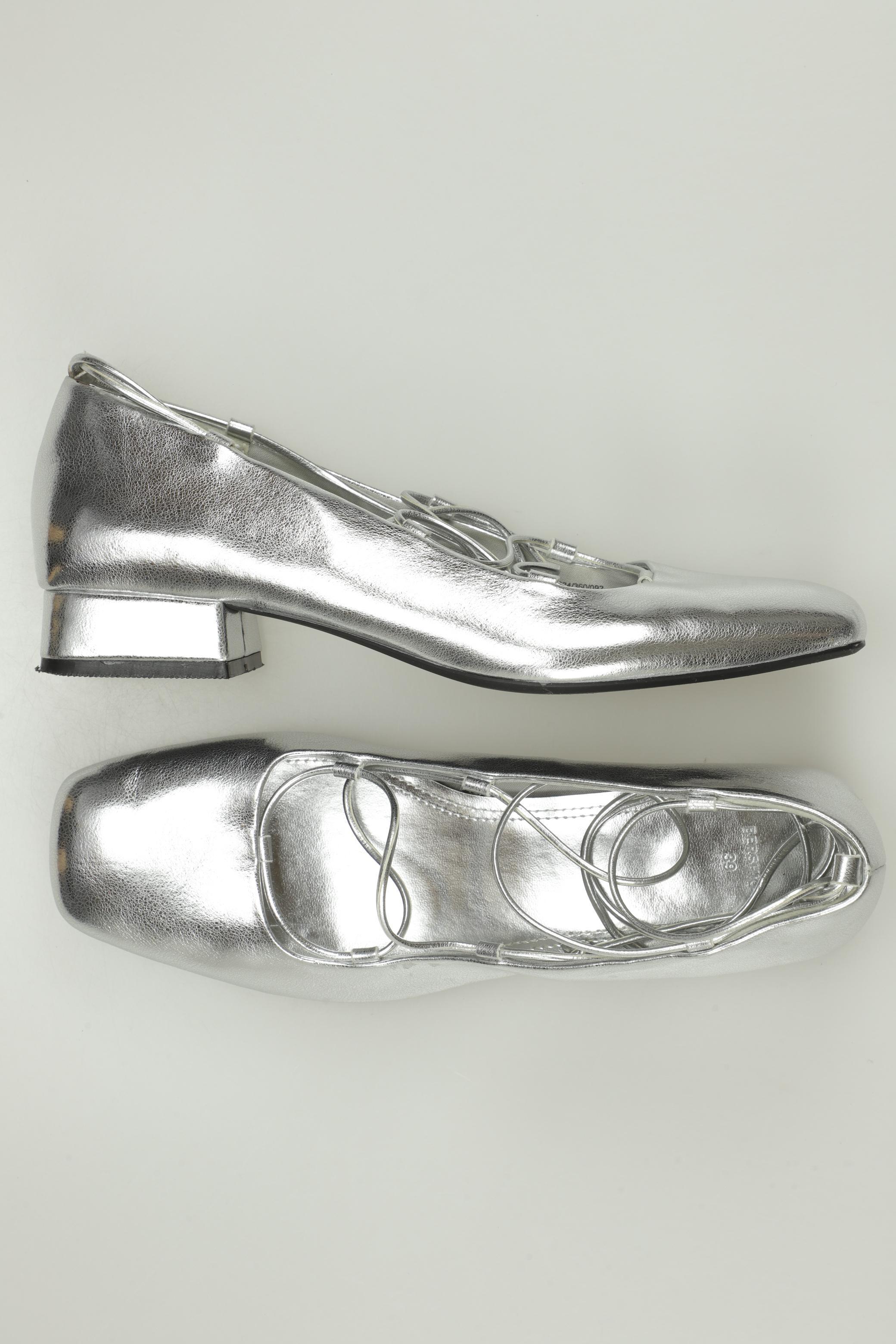 

bershka Damen Ballerinas, silber, Gr. 39