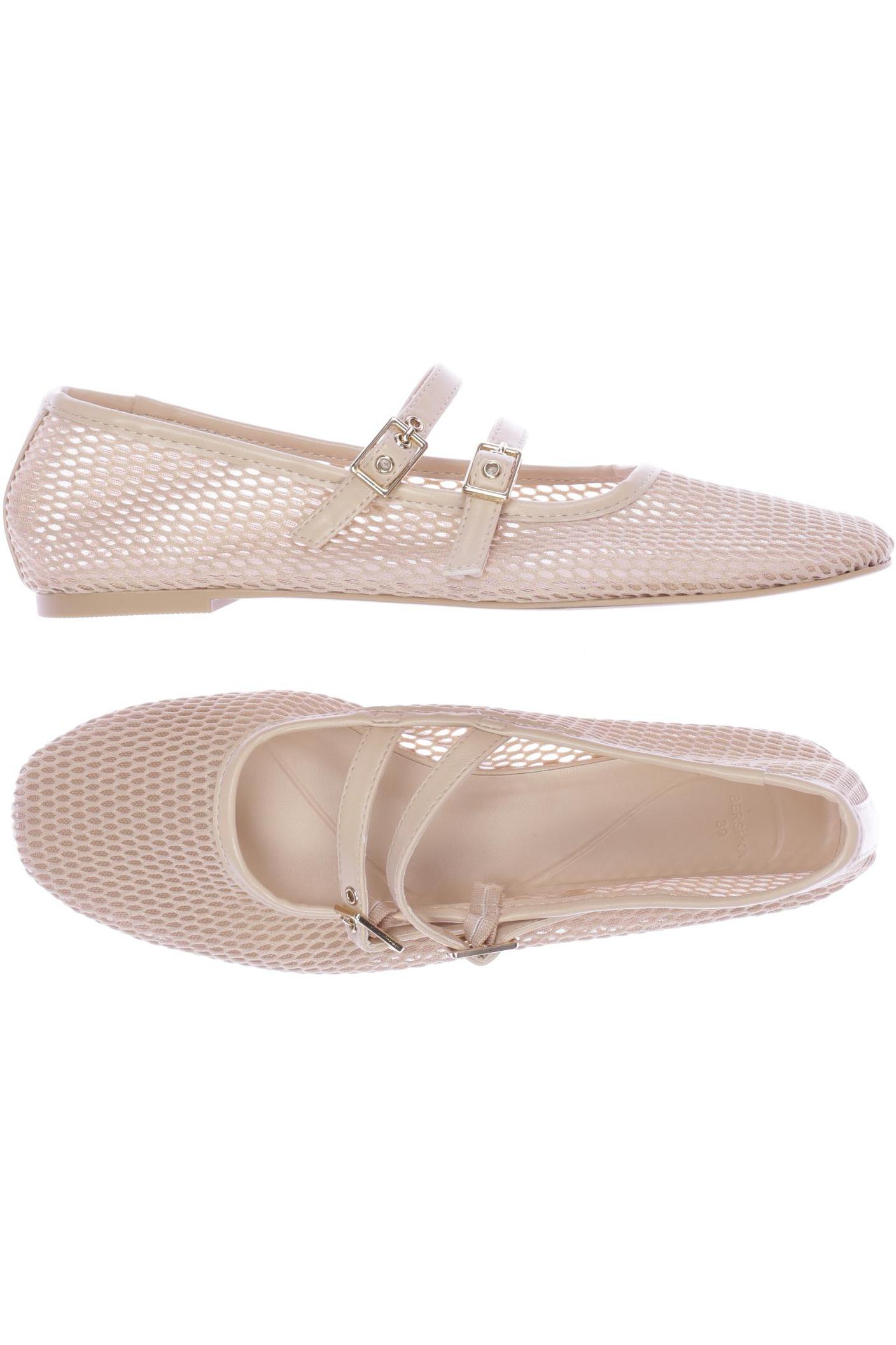 

bershka Damen Ballerinas, beige, Gr. 39