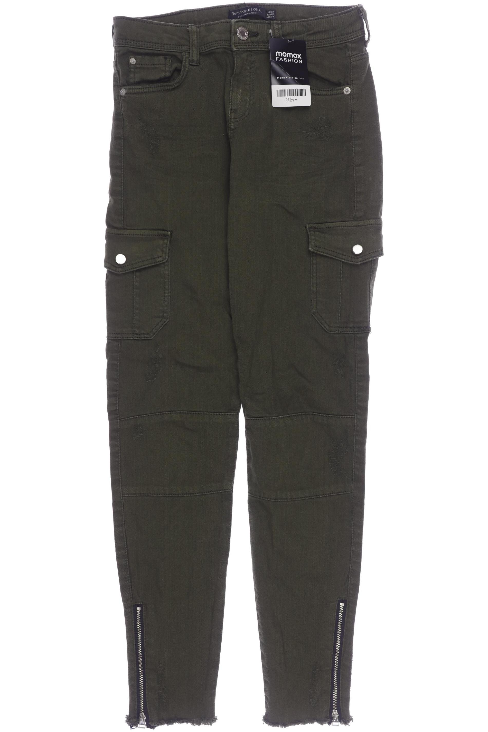 

bershka Damen Jeans, grün, Gr. 34