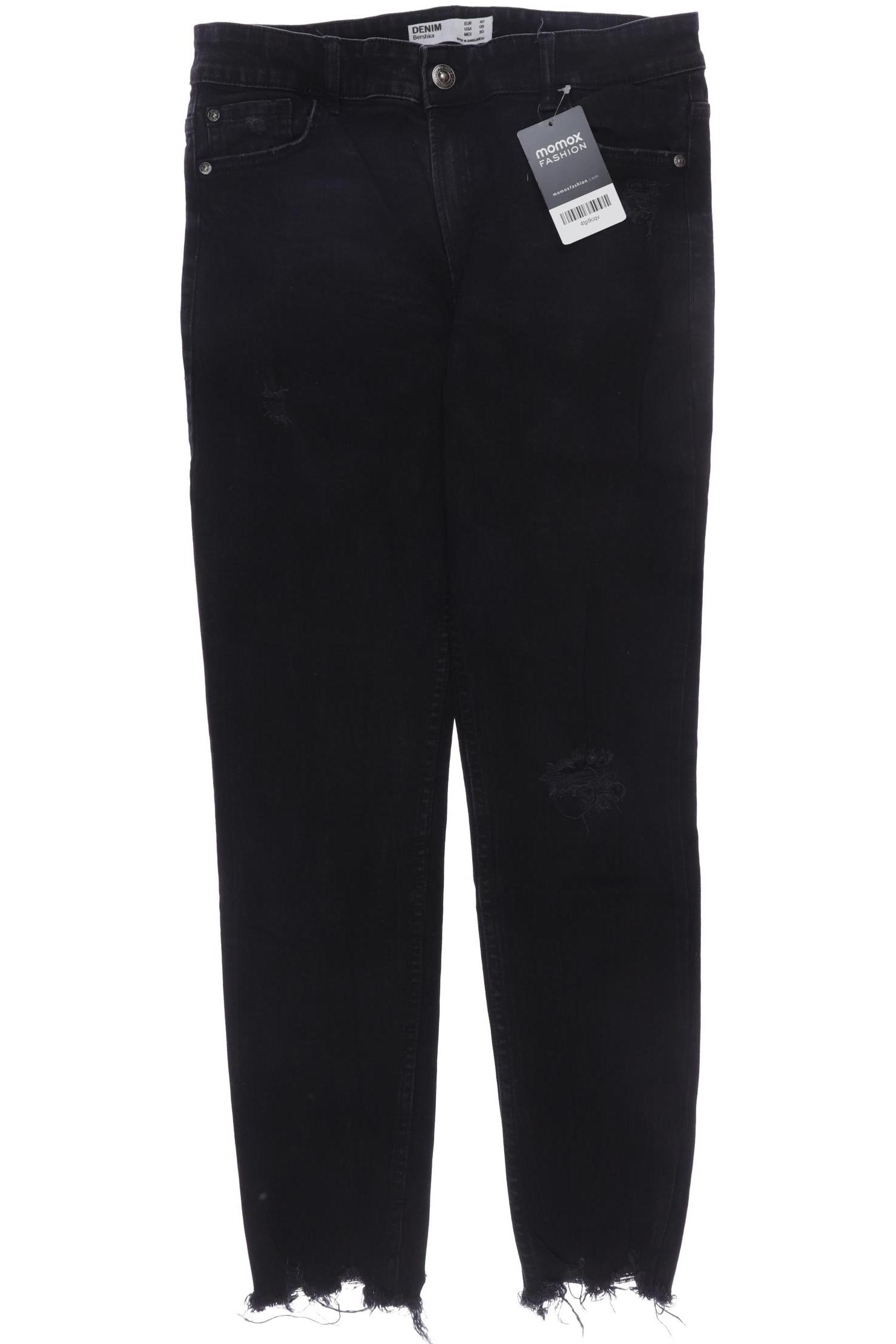 

bershka Damen Jeans, schwarz, Gr. 40