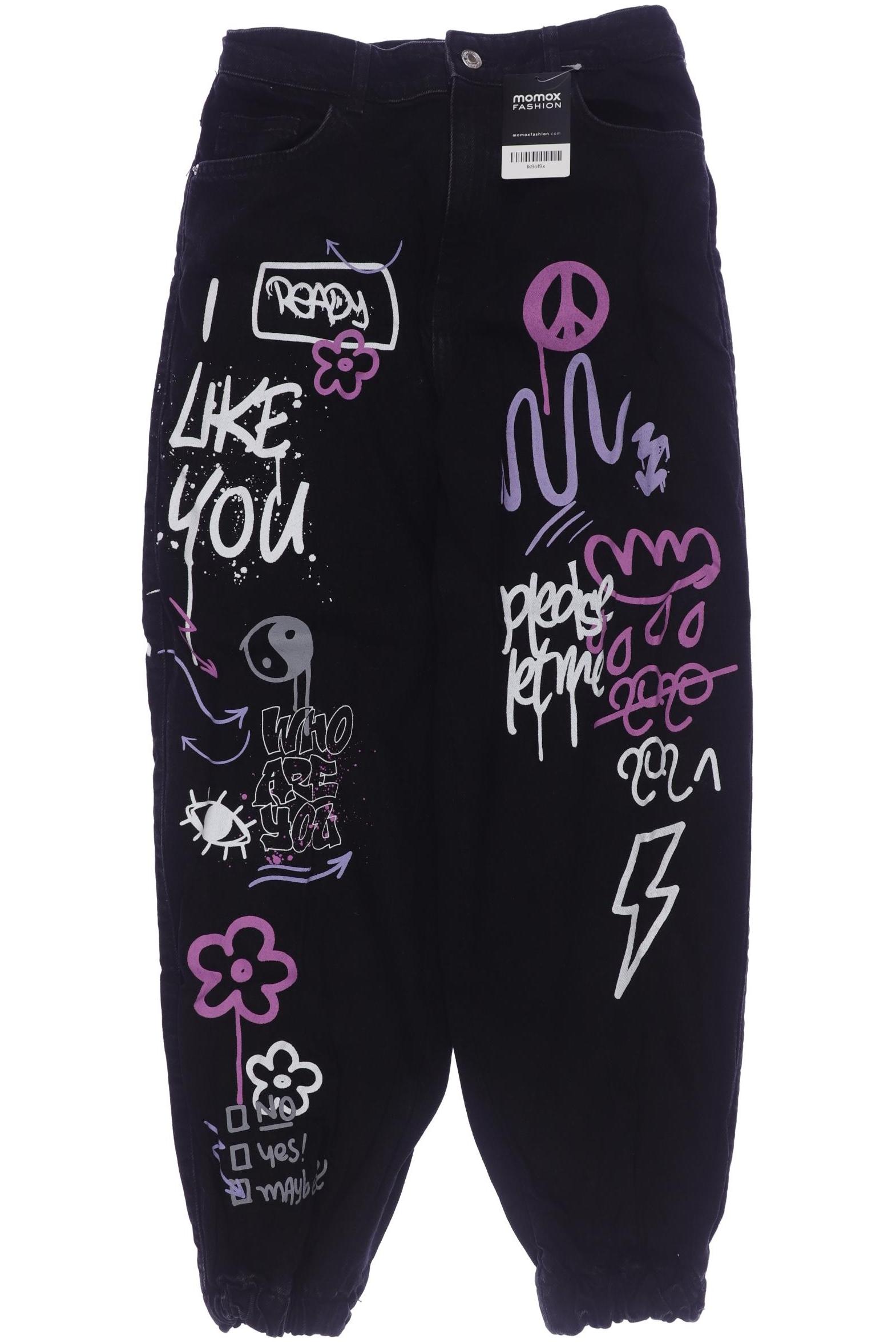 

bershka Damen Jeans, schwarz, Gr. 38