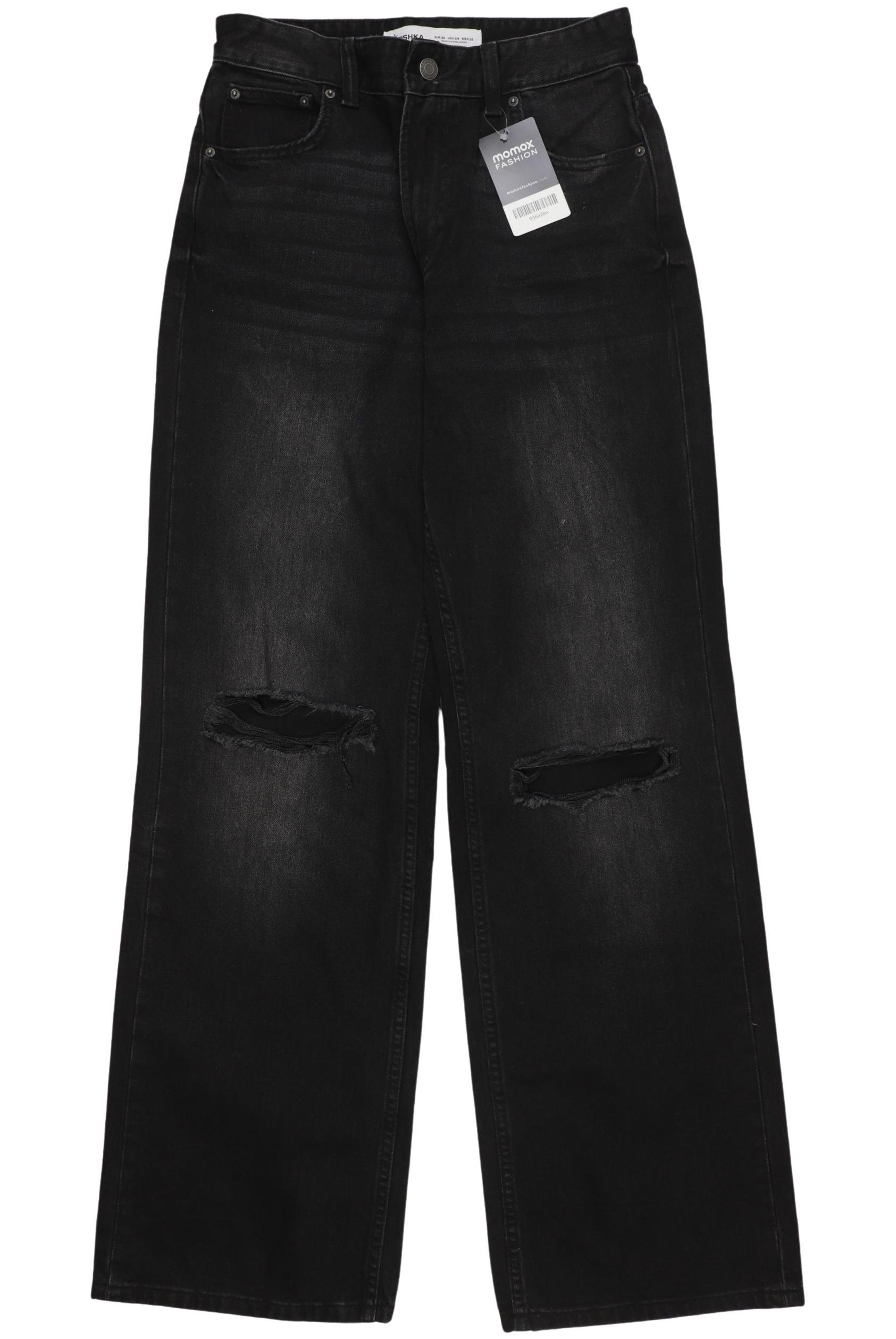 

bershka Damen Jeans, schwarz, Gr. 36