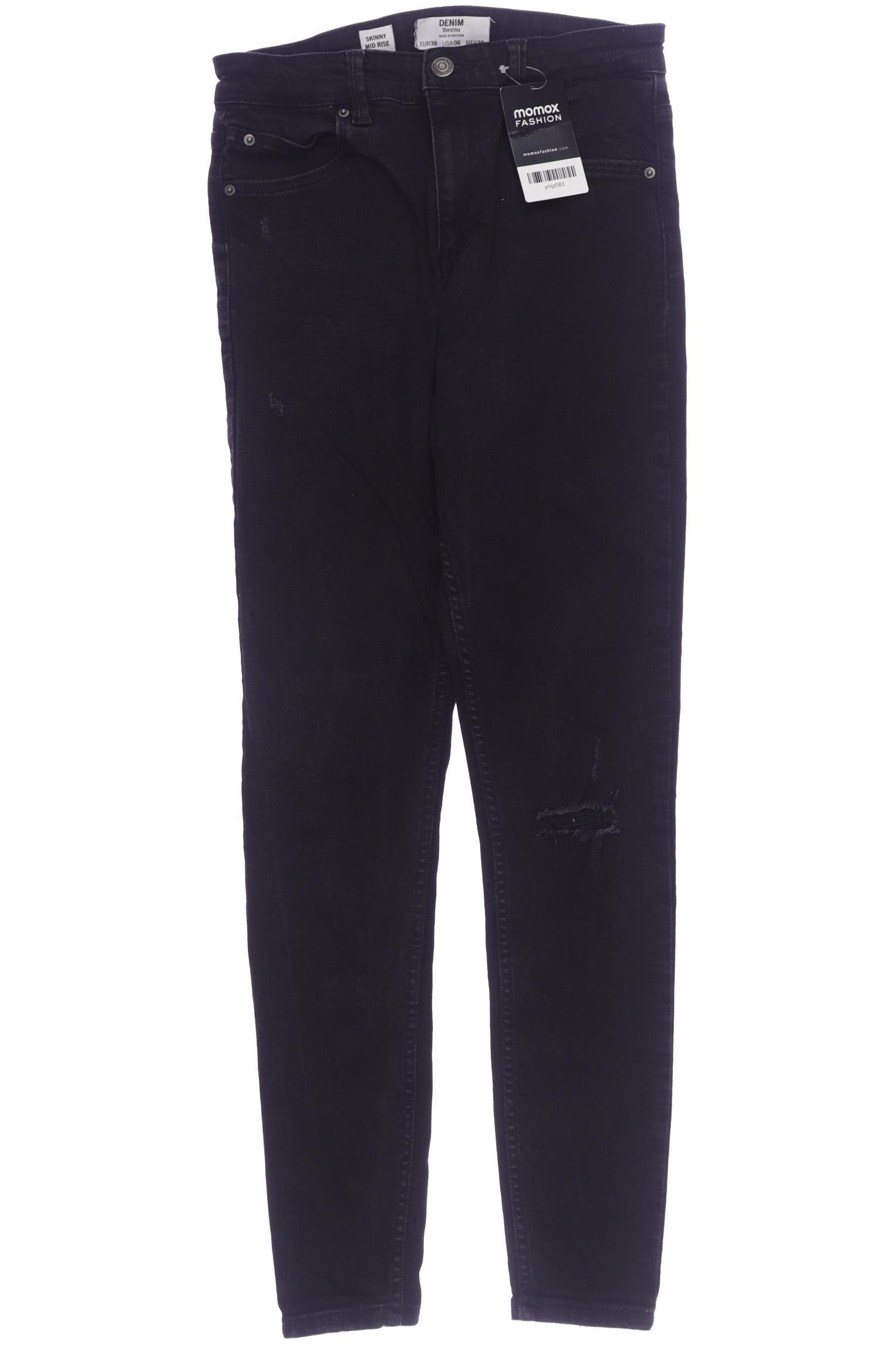 

bershka Damen Jeans, schwarz, Gr. 38