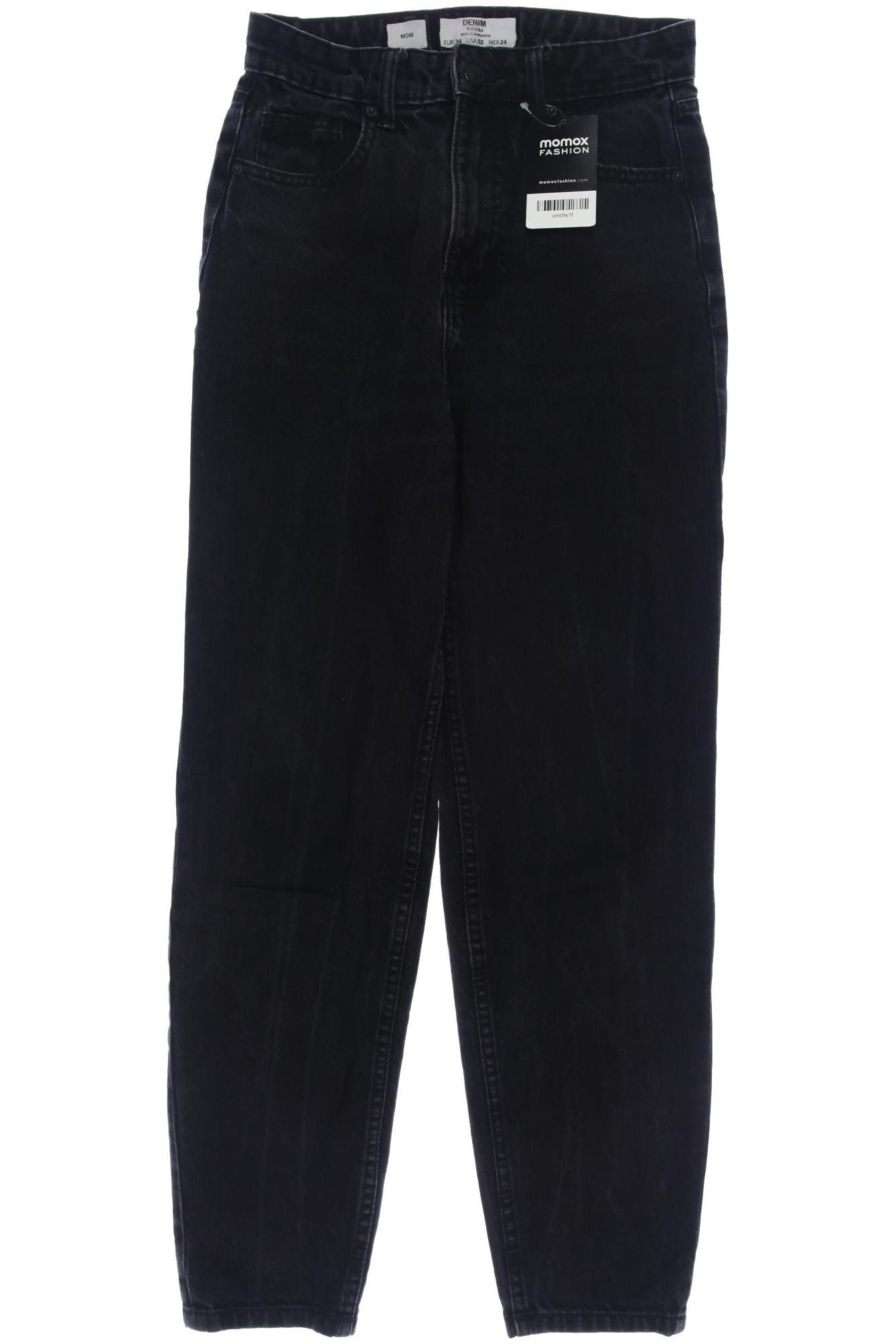 

bershka Damen Jeans, schwarz, Gr. 34