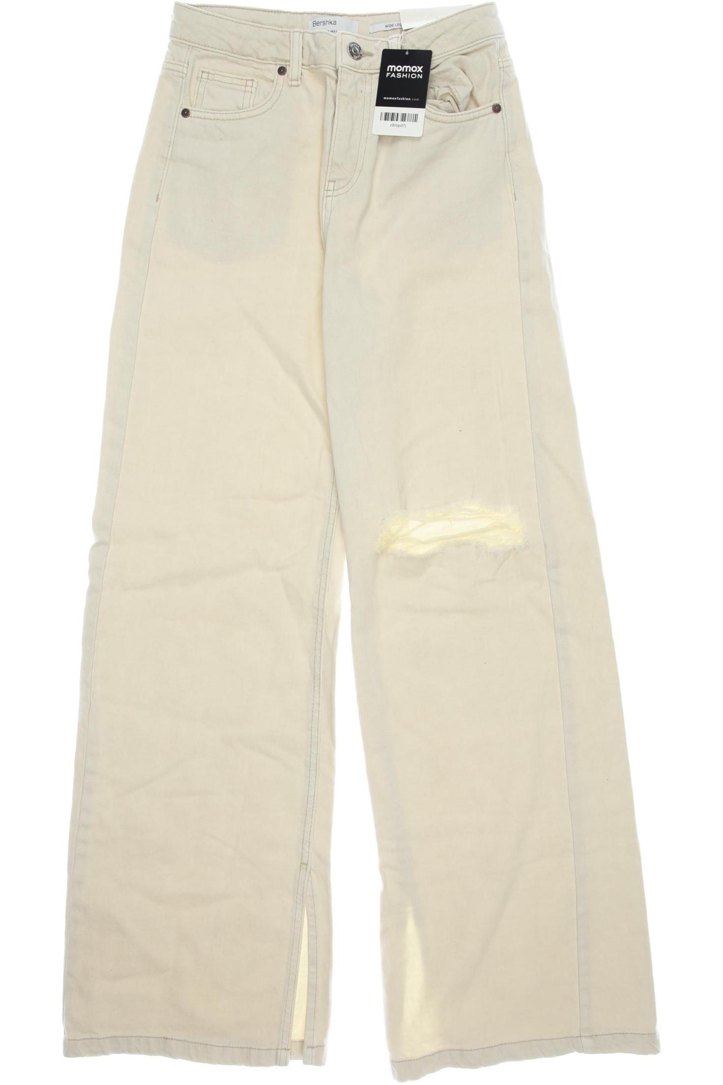 

bershka Damen Jeans, cremeweiß, Gr. 34