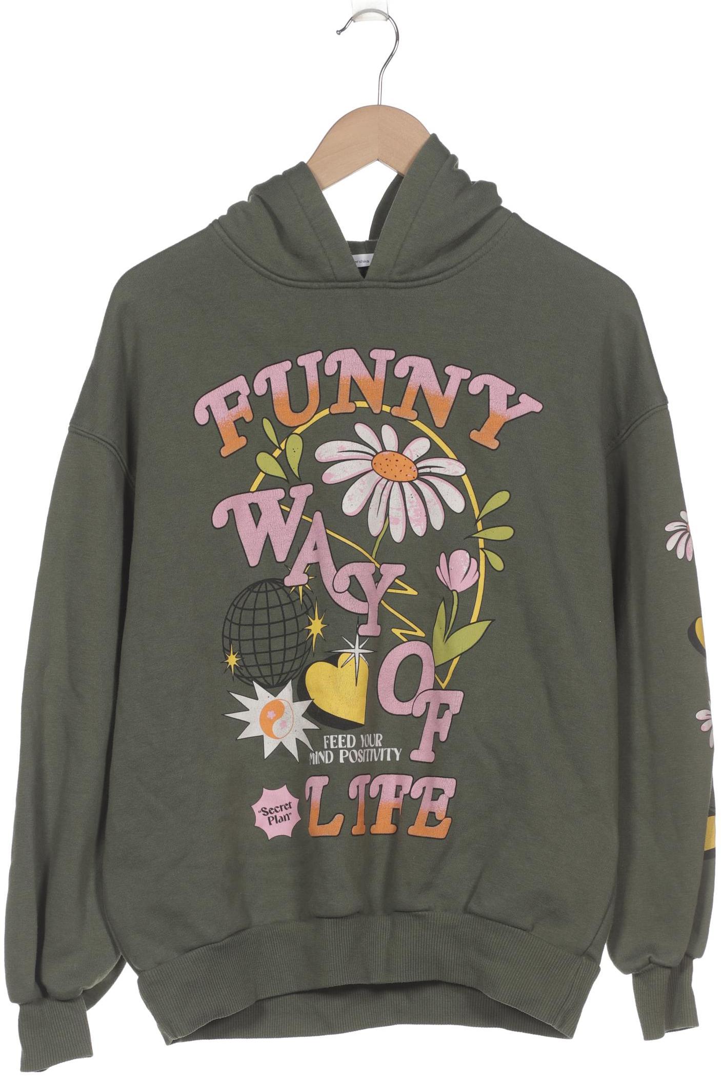 

bershka Damen Kapuzenpullover, grün, Gr. 34