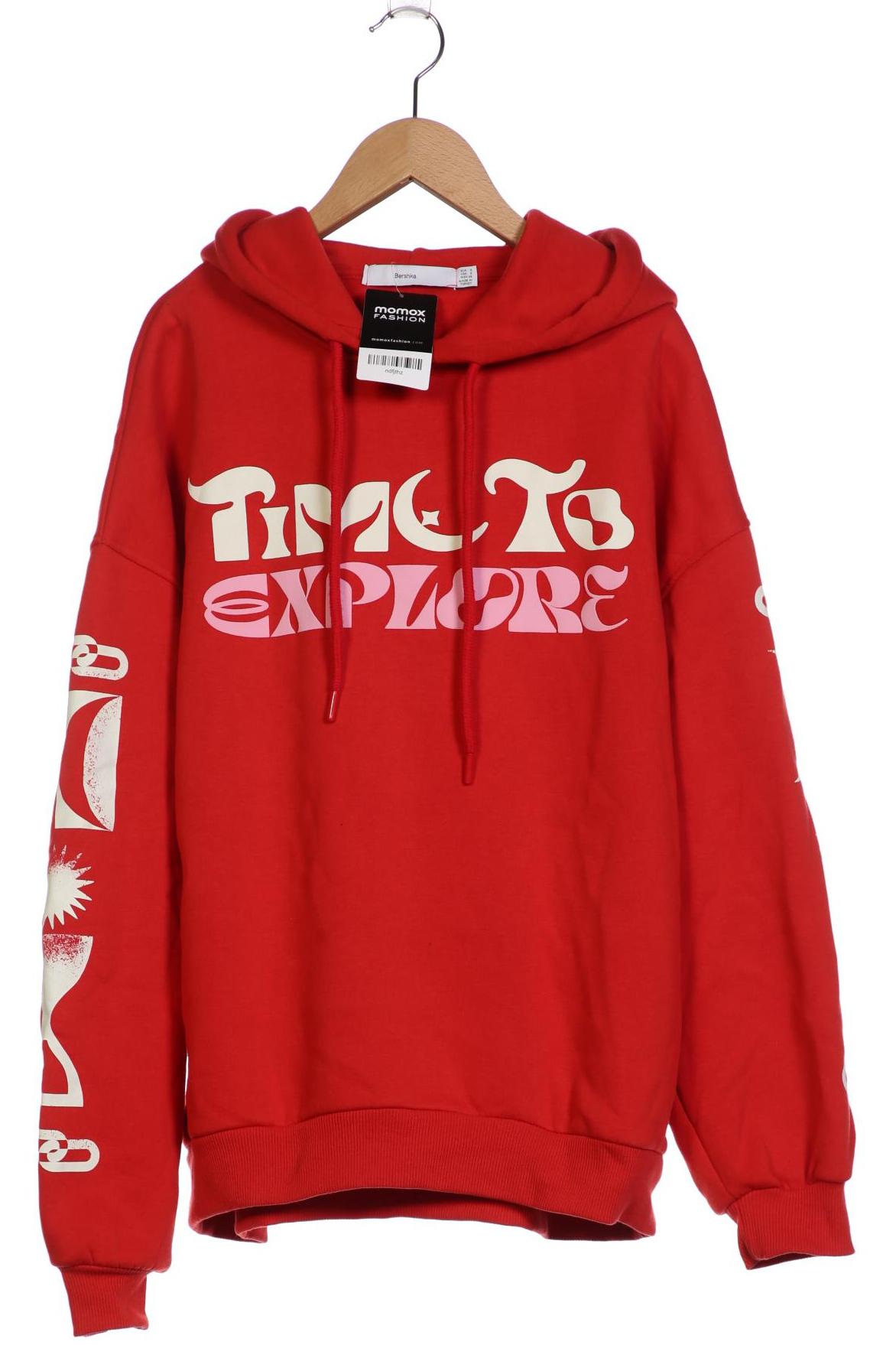 

bershka Damen Kapuzenpullover, rot, Gr. 36