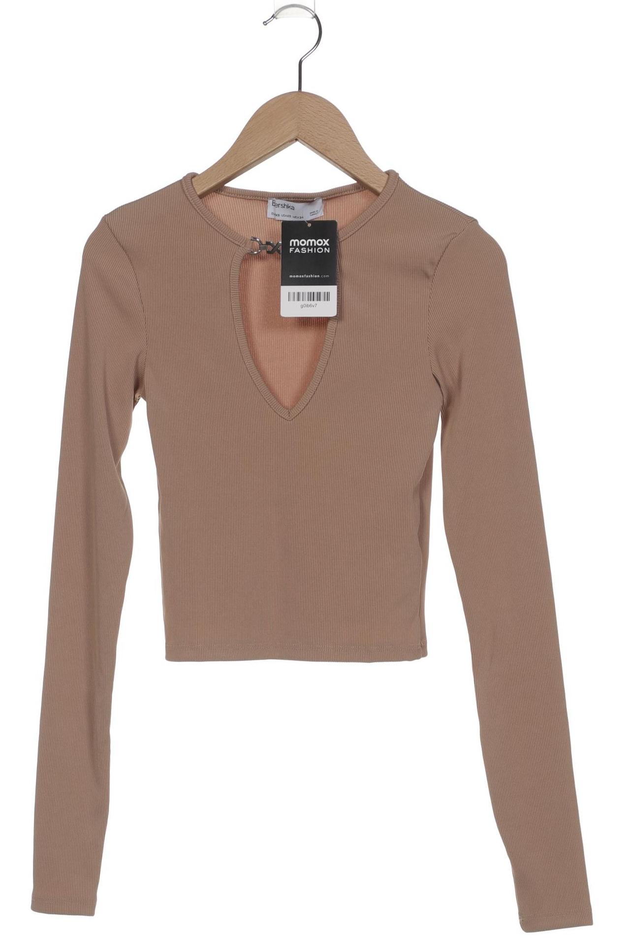 

bershka Damen Langarmshirt, beige, Gr. 34