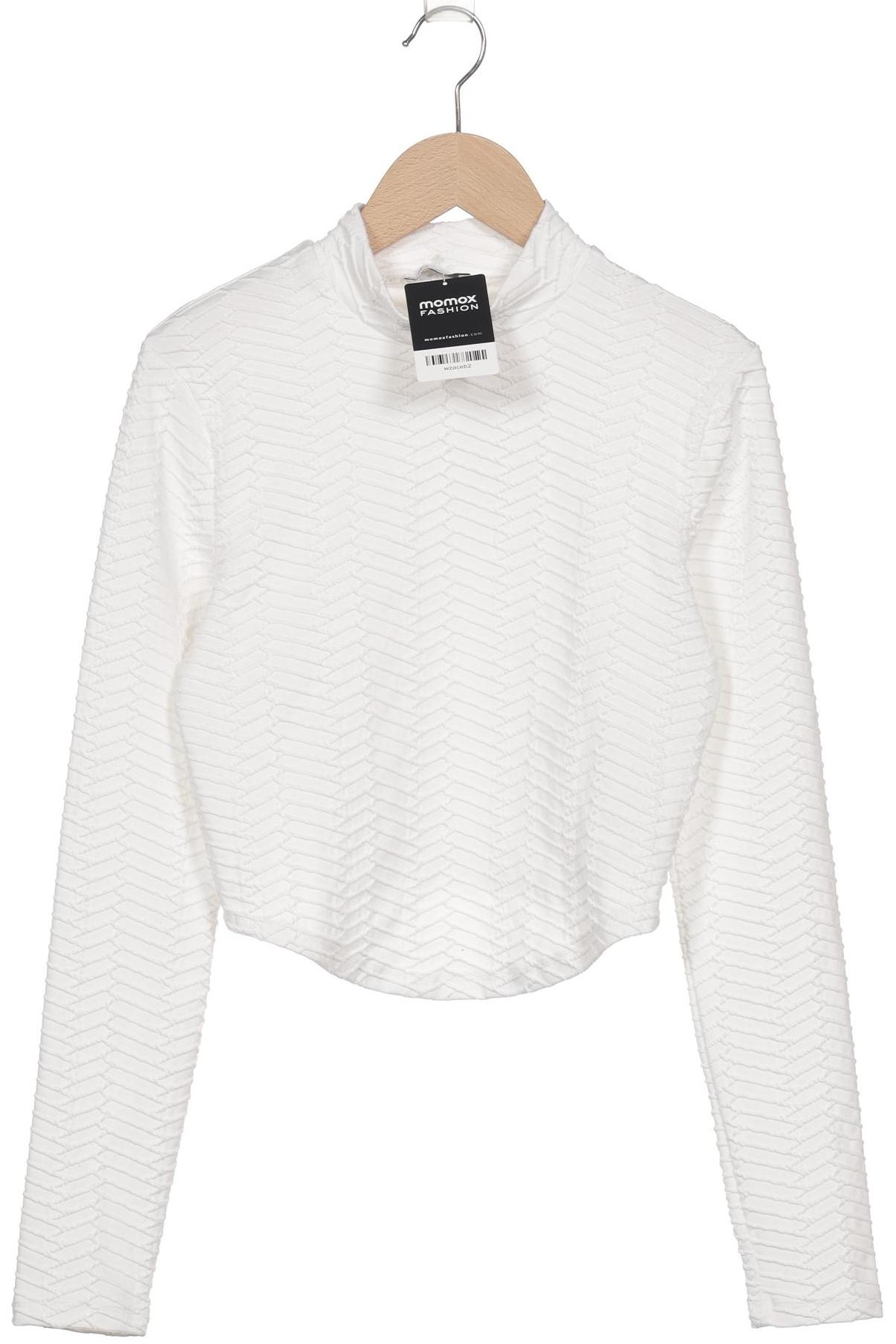 

bershka Damen Langarmshirt, weiß, Gr. 42