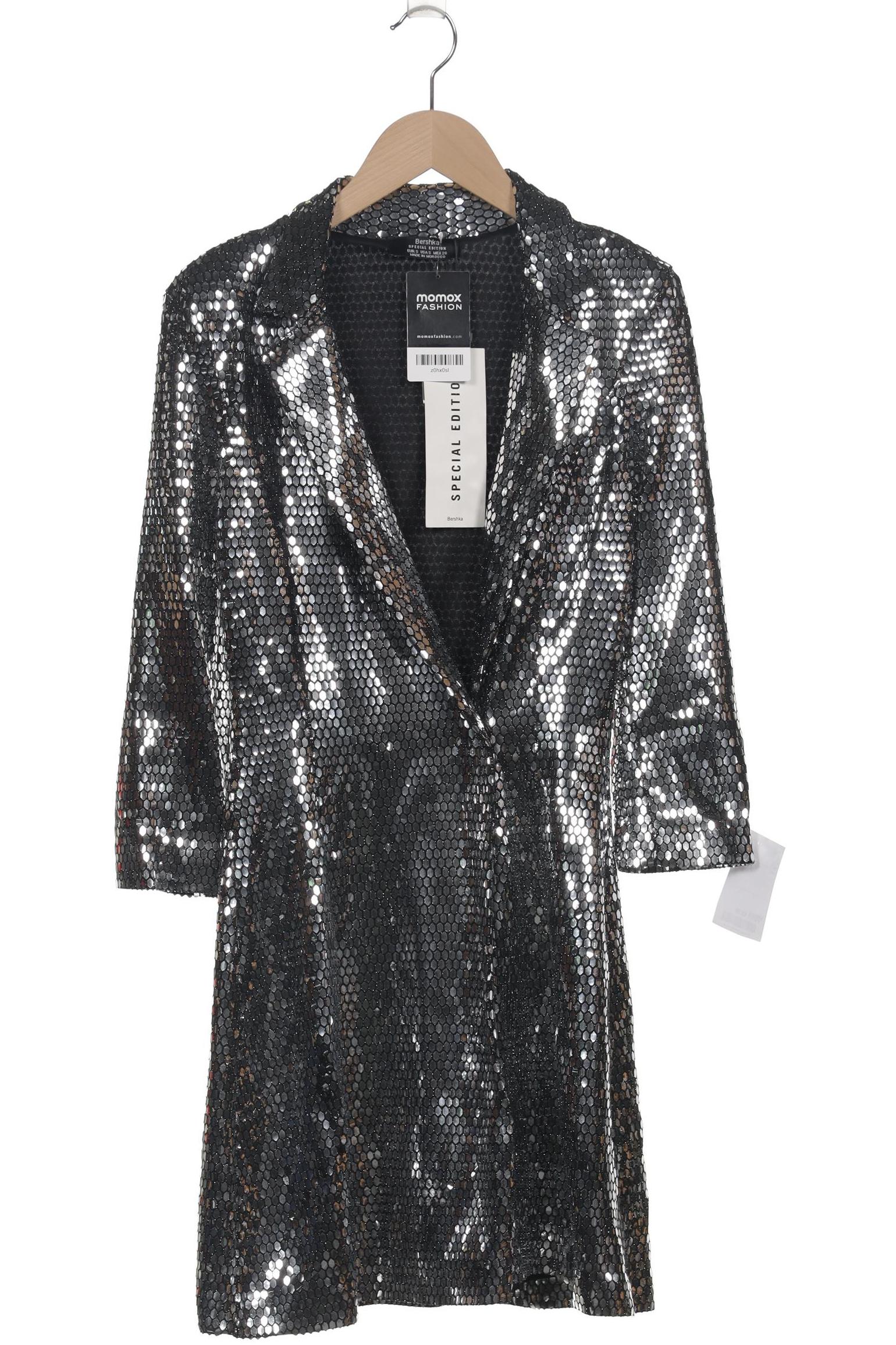 

bershka Damen Mantel, silber, Gr. 36