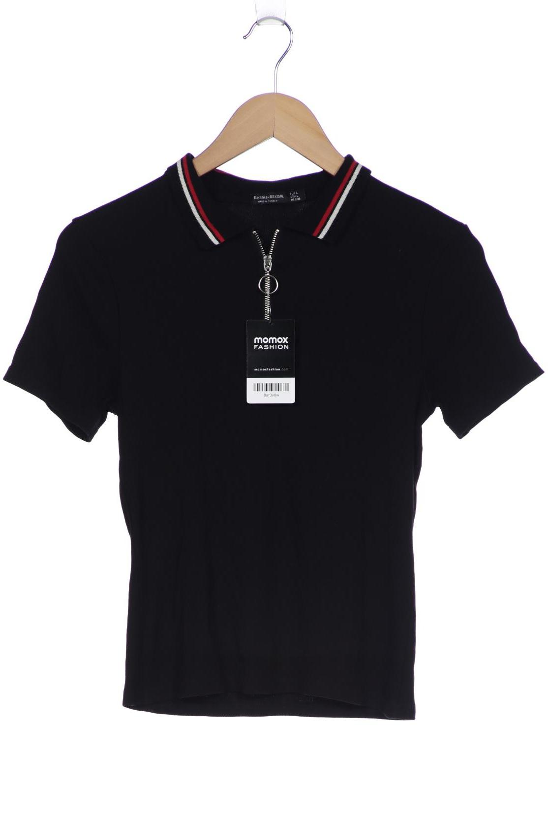 

bershka Damen Poloshirt, schwarz