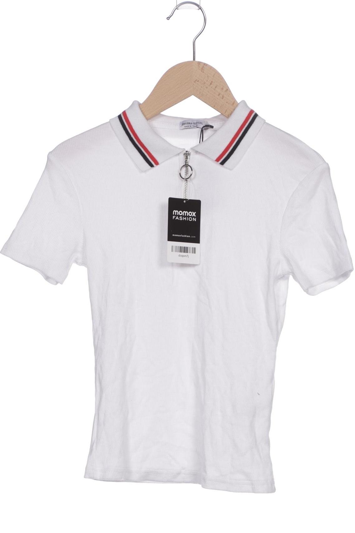 

bershka Damen Poloshirt, weiß, Gr. 34