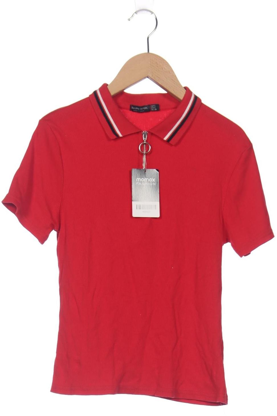 

bershka Damen Poloshirt, rot, Gr. 42