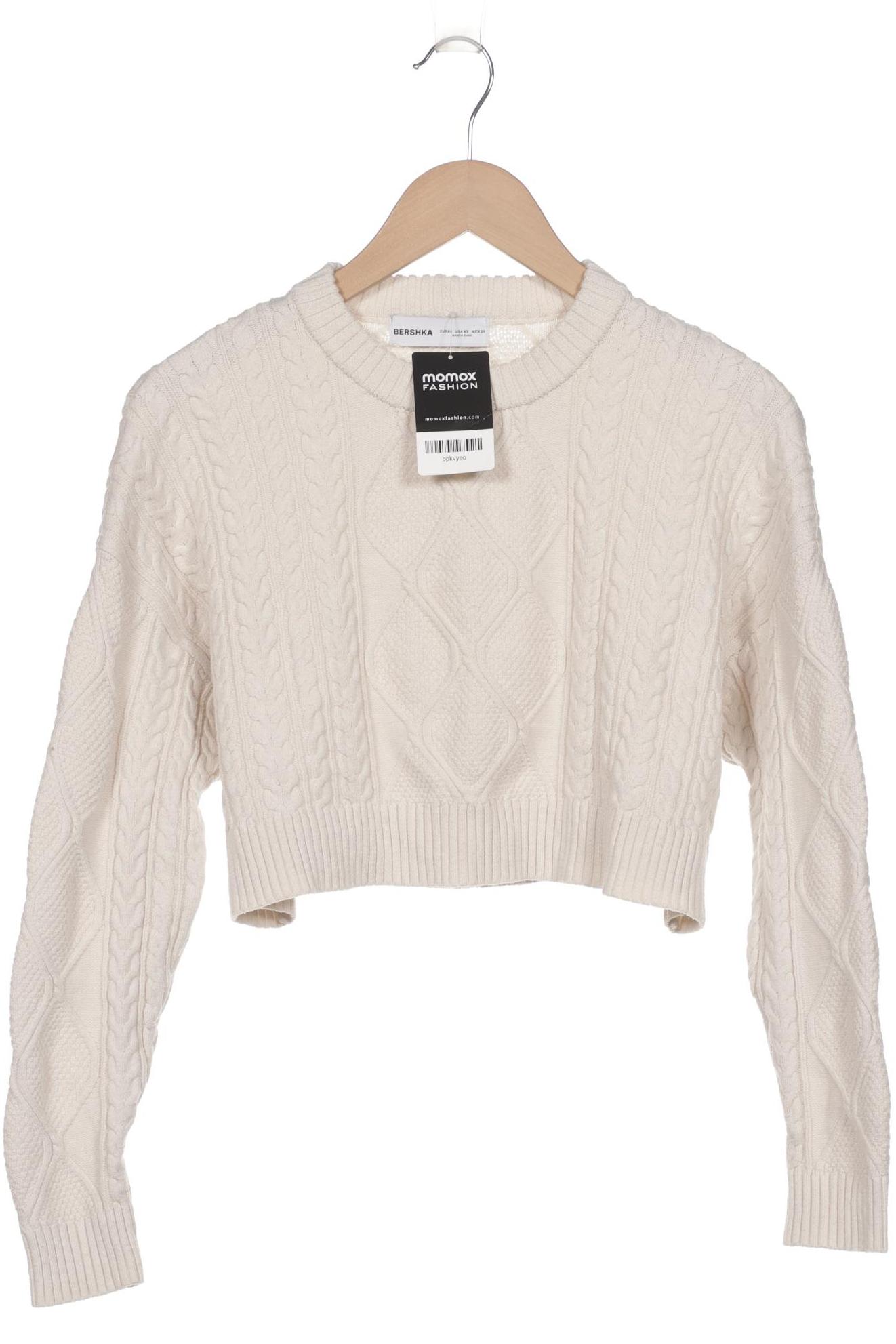 

bershka Damen Pullover, cremeweiß, Gr. 34