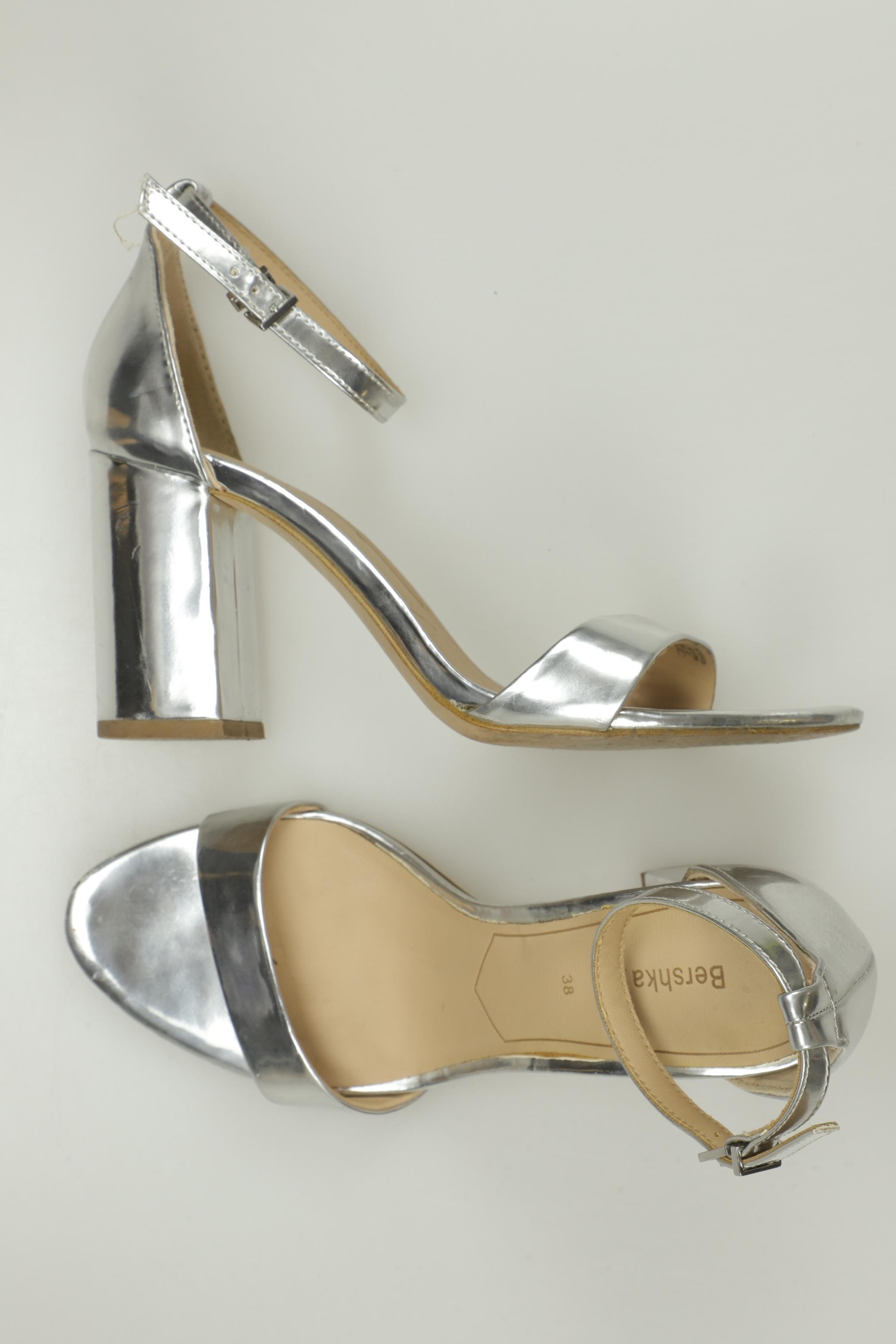 

bershka Damen Sandale, silber, Gr. 38