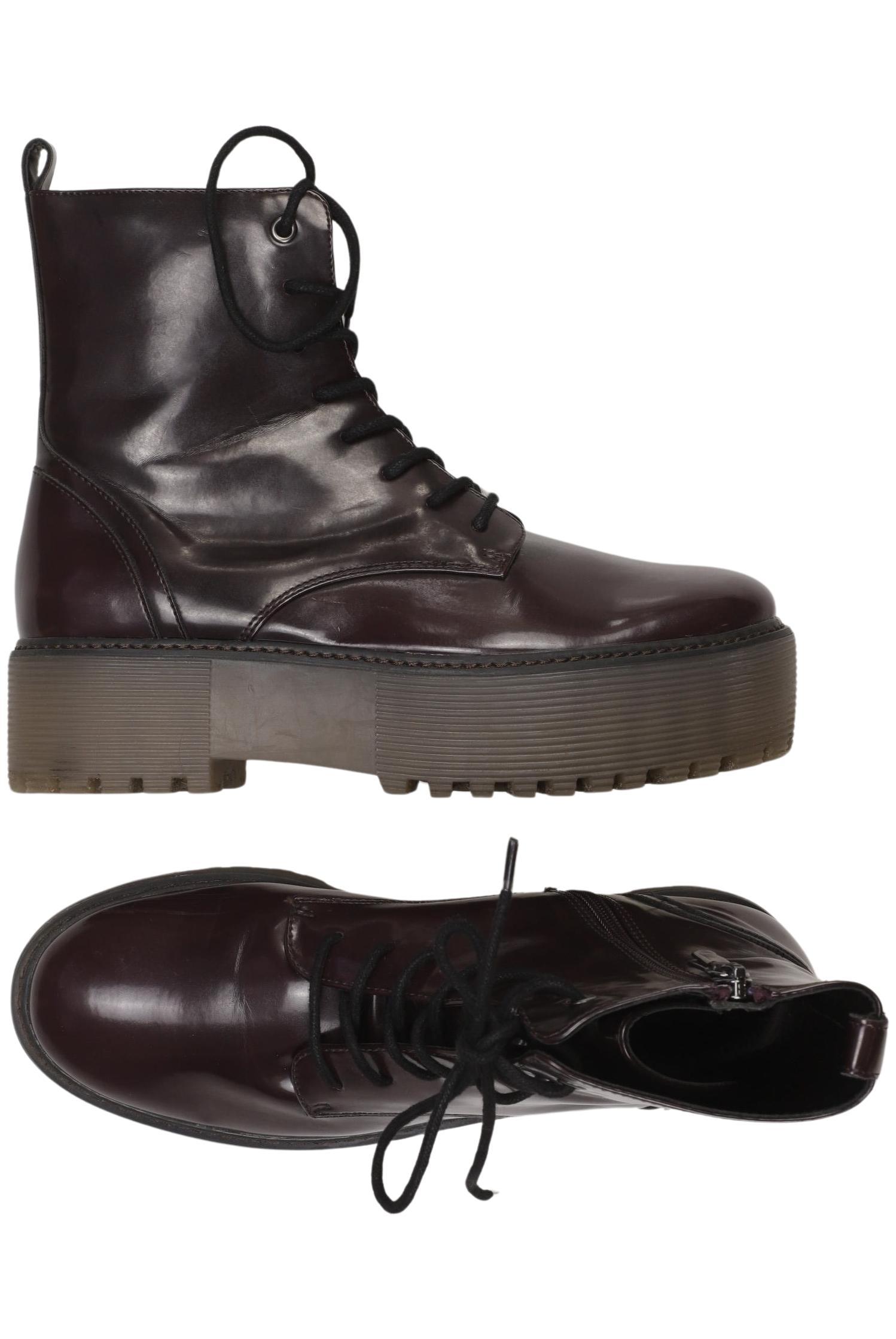 

bershka Damen Stiefelette, bordeaux, Gr. 38