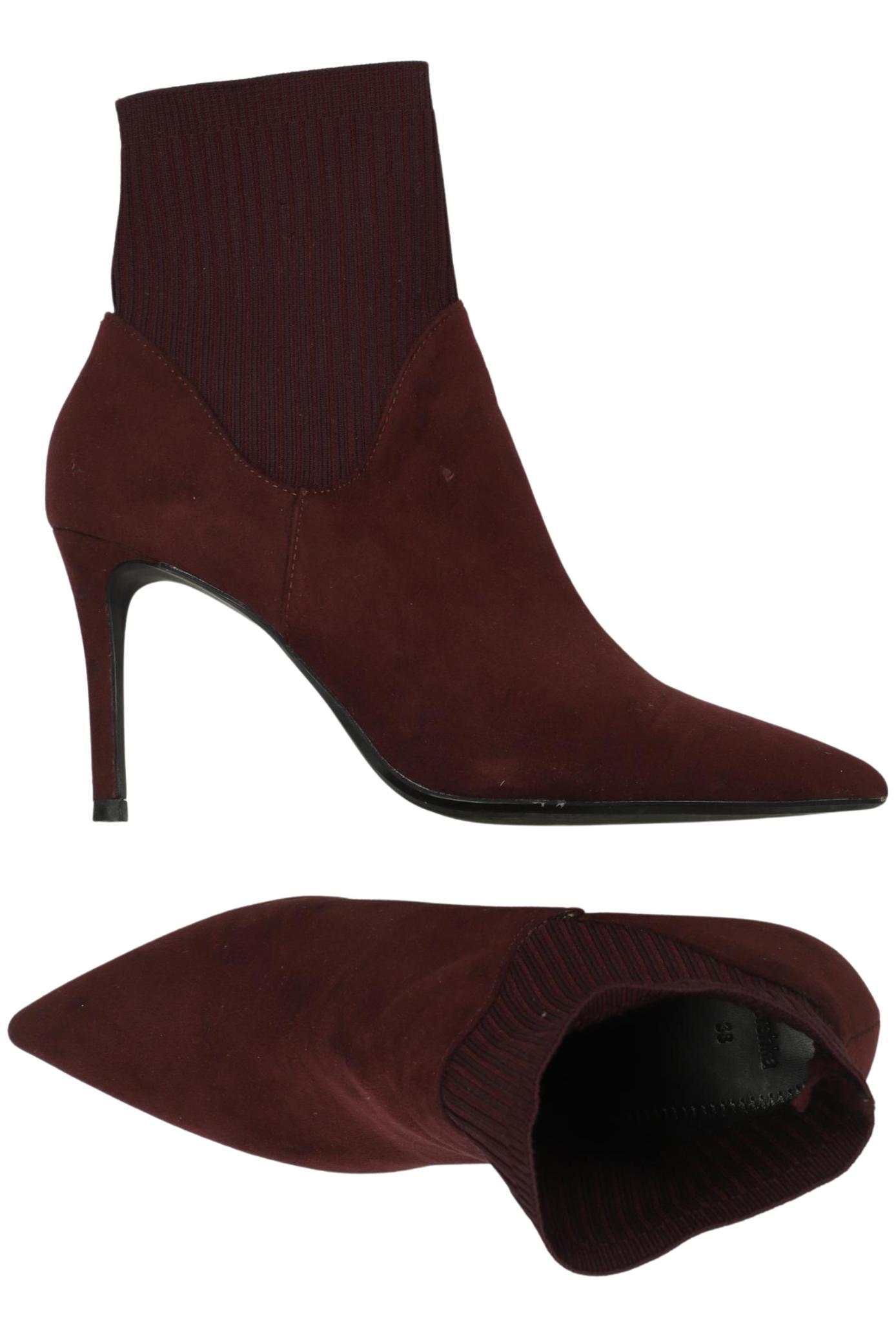 

bershka Damen Stiefelette, bordeaux, Gr. 38