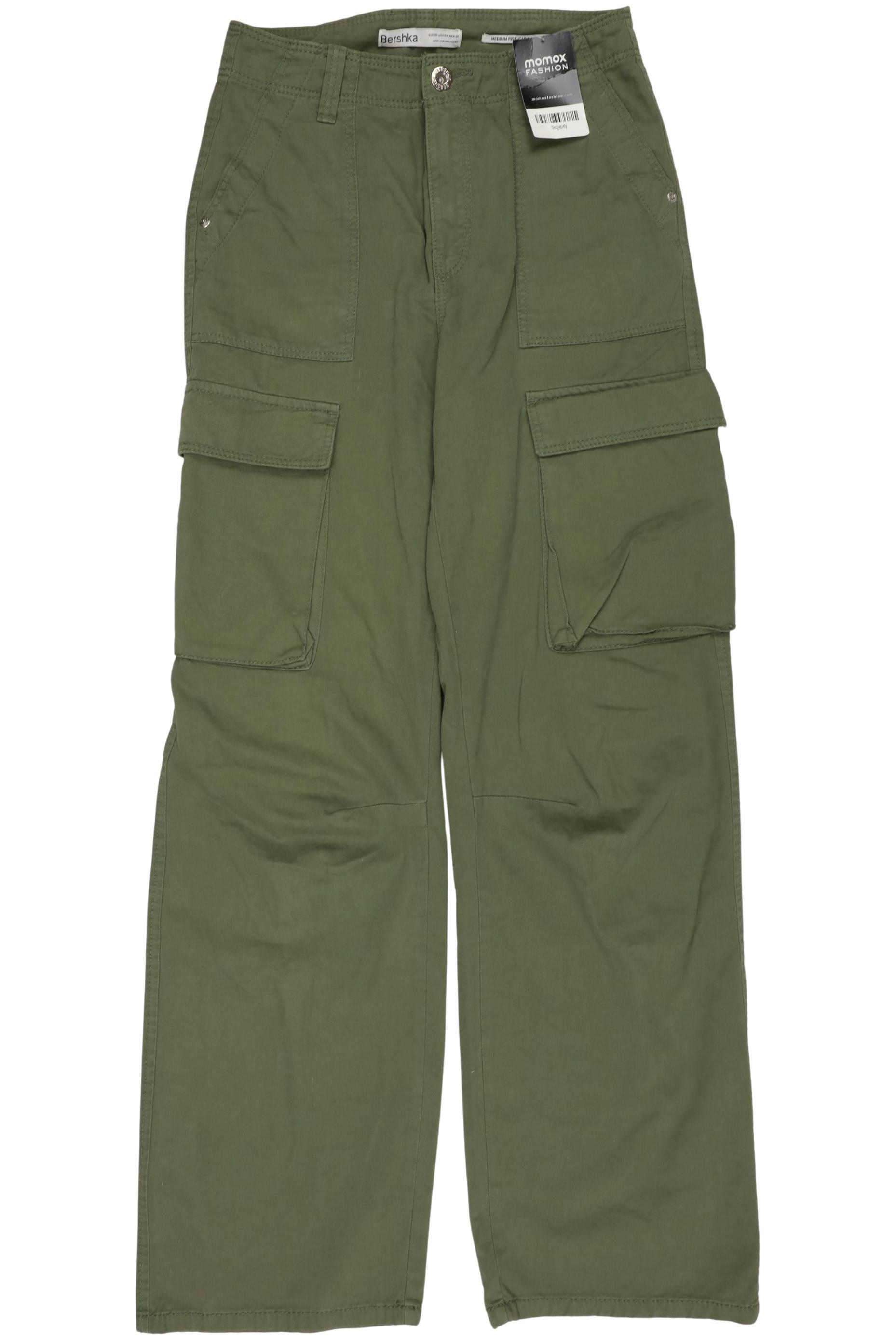 

bershka Damen Stoffhose, grün, Gr. 36