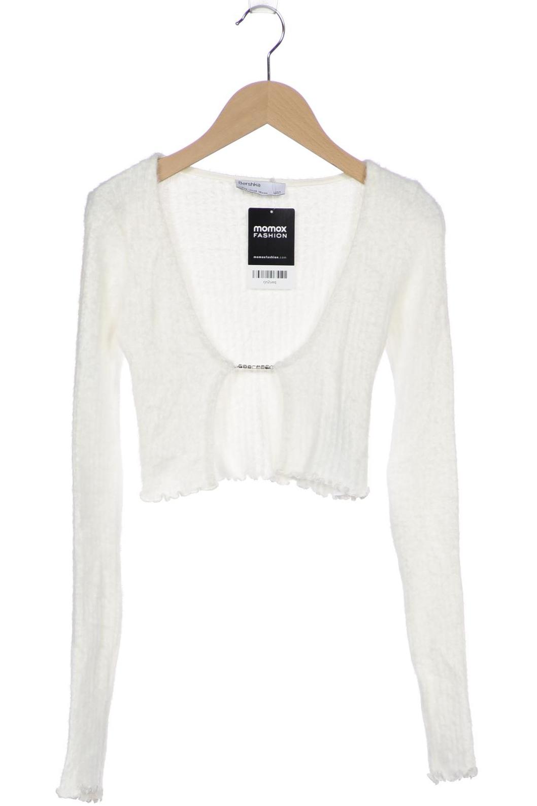 

bershka Damen Strickjacke, weiß, Gr. 34