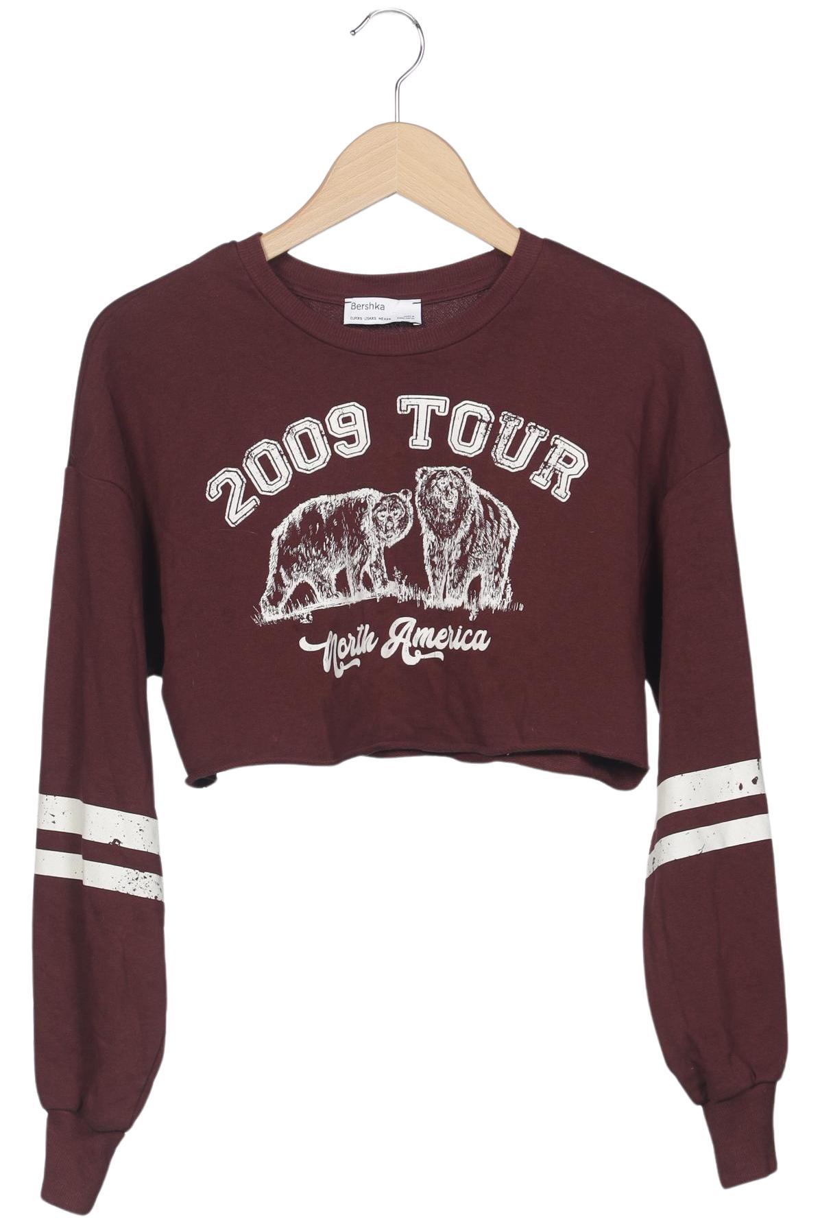 

bershka Damen Sweatshirt, bordeaux, Gr. 34