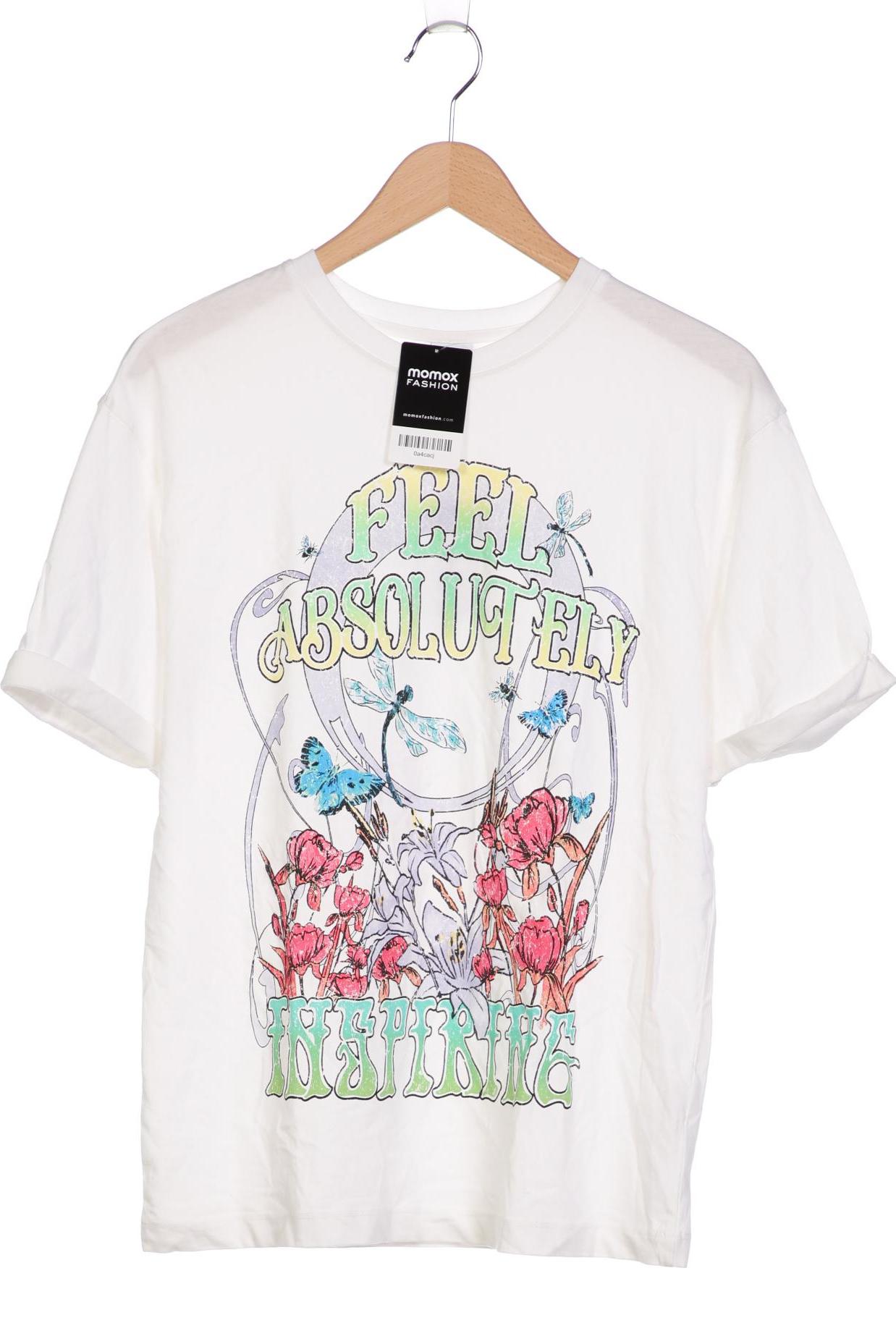 

bershka Damen T-Shirt, cremeweiß, Gr. 34