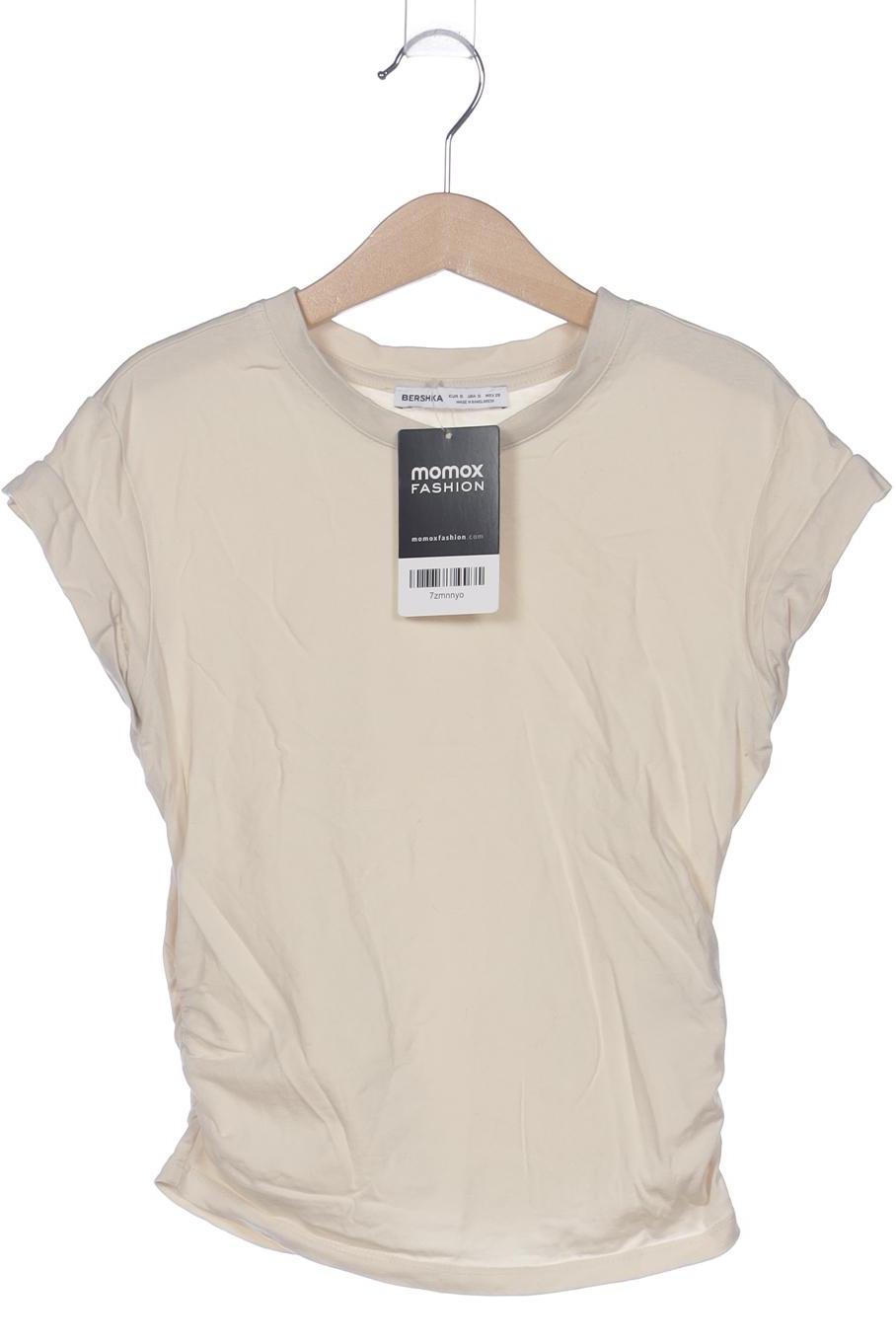 

bershka Damen T-Shirt, cremeweiß, Gr. 36