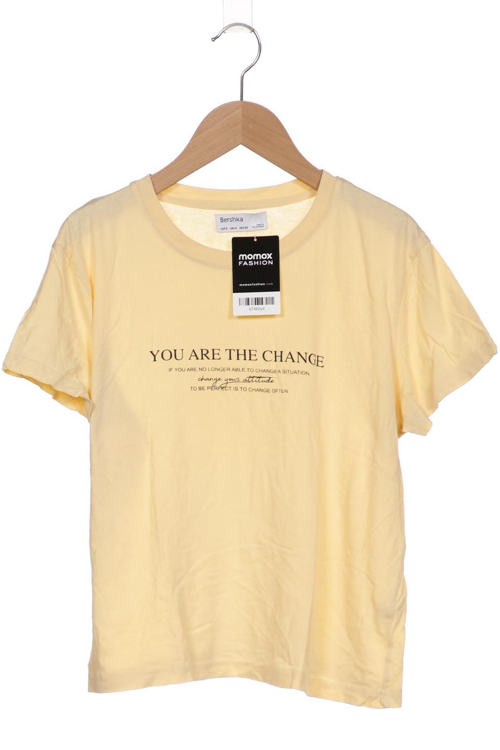 

bershka Damen T-Shirt, gelb, Gr. 36