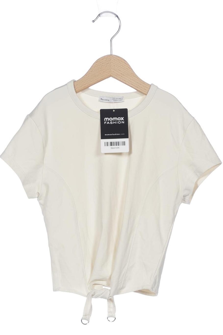 

bershka Damen T-Shirt, cremeweiß, Gr. 36