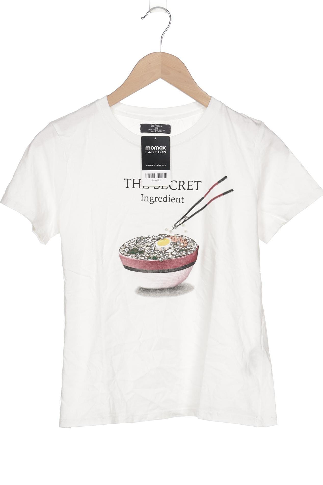

bershka Damen T-Shirt, weiß, Gr. 36