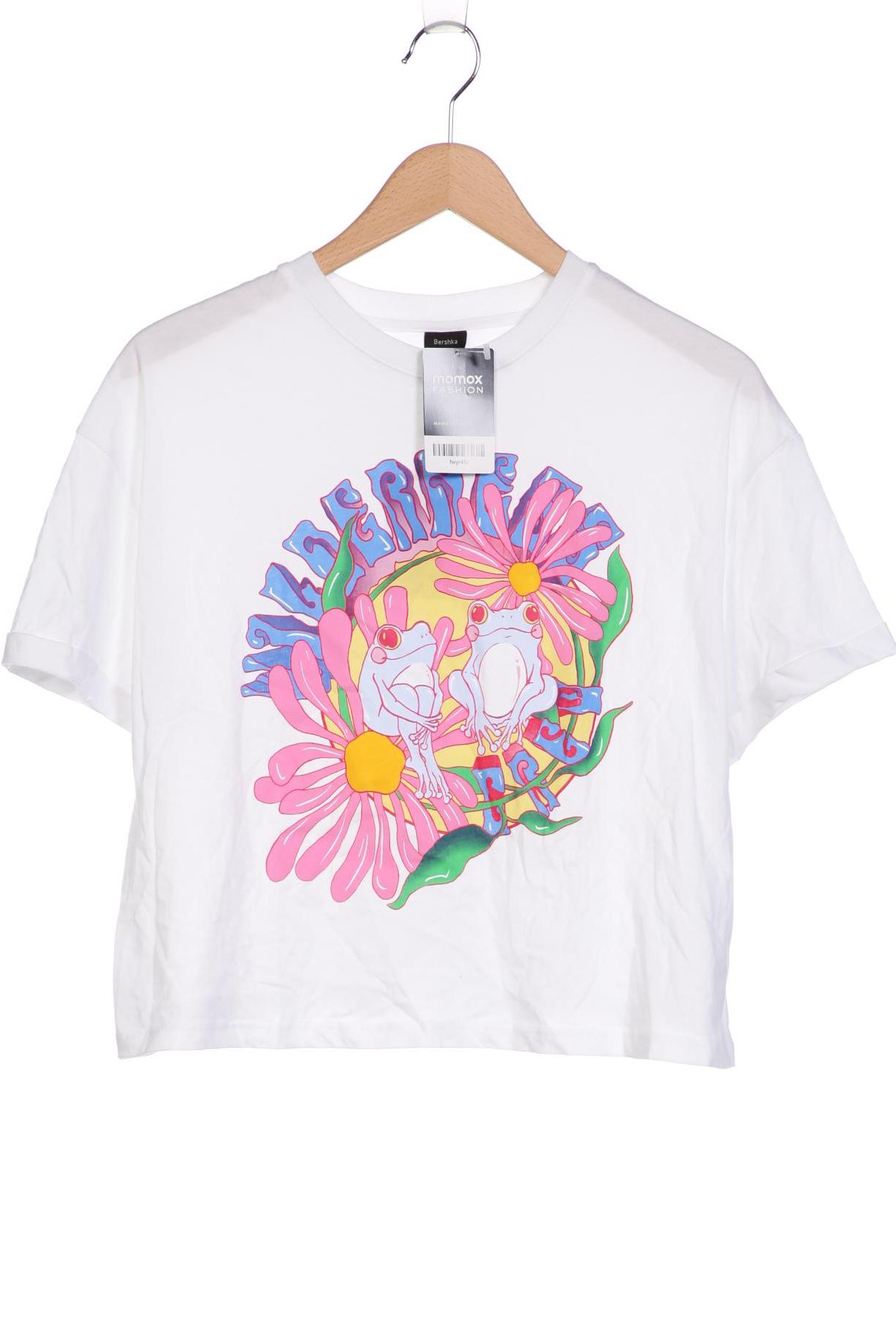 

bershka Damen T-Shirt, weiß, Gr. 34