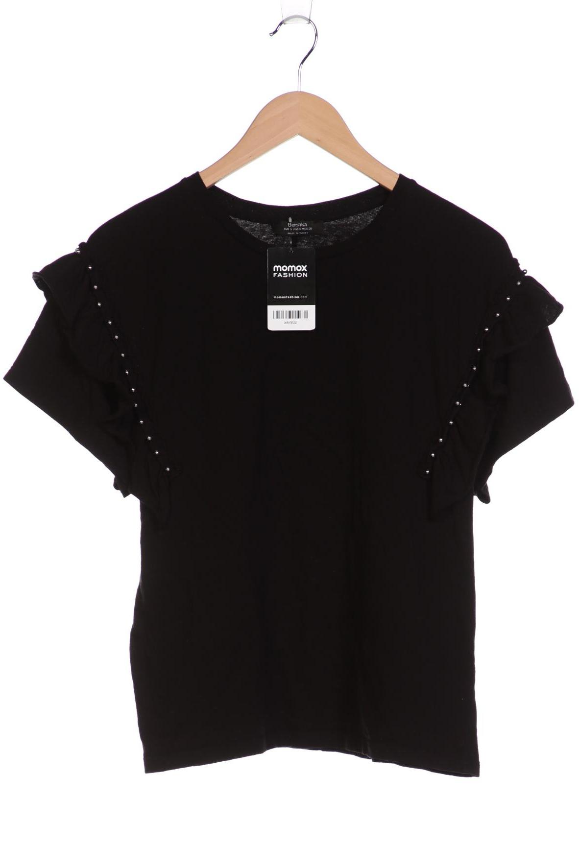 

bershka Damen T-Shirt, schwarz, Gr. 36