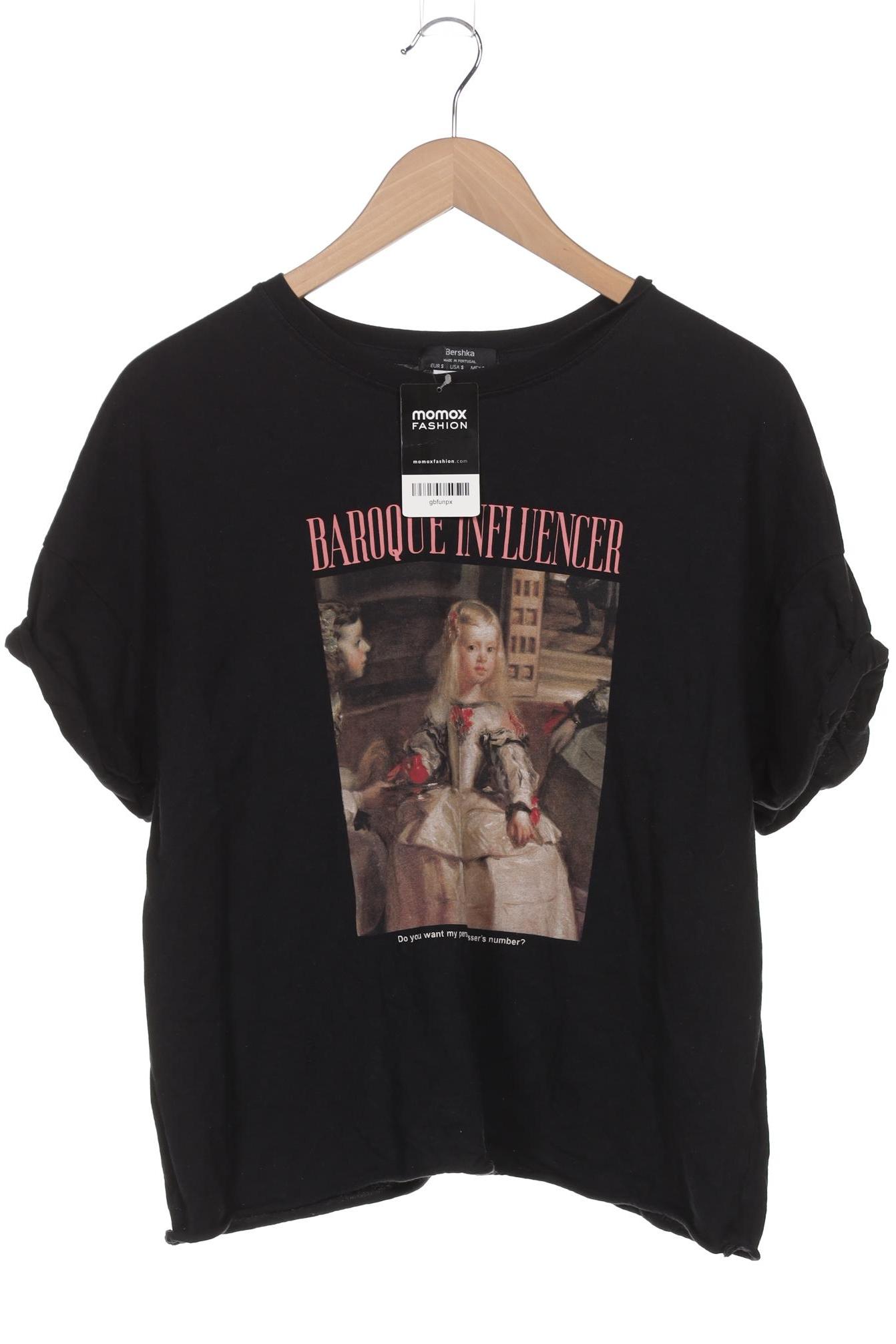 

bershka Damen T-Shirt, schwarz, Gr. 36