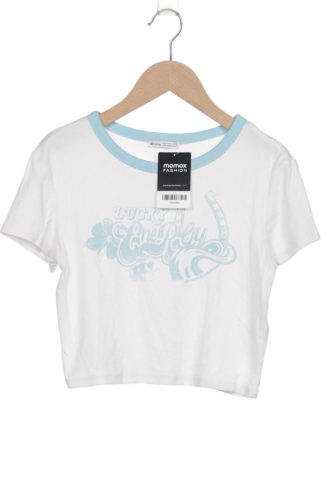 

bershka Damen T-Shirt, weiß, Gr. 38