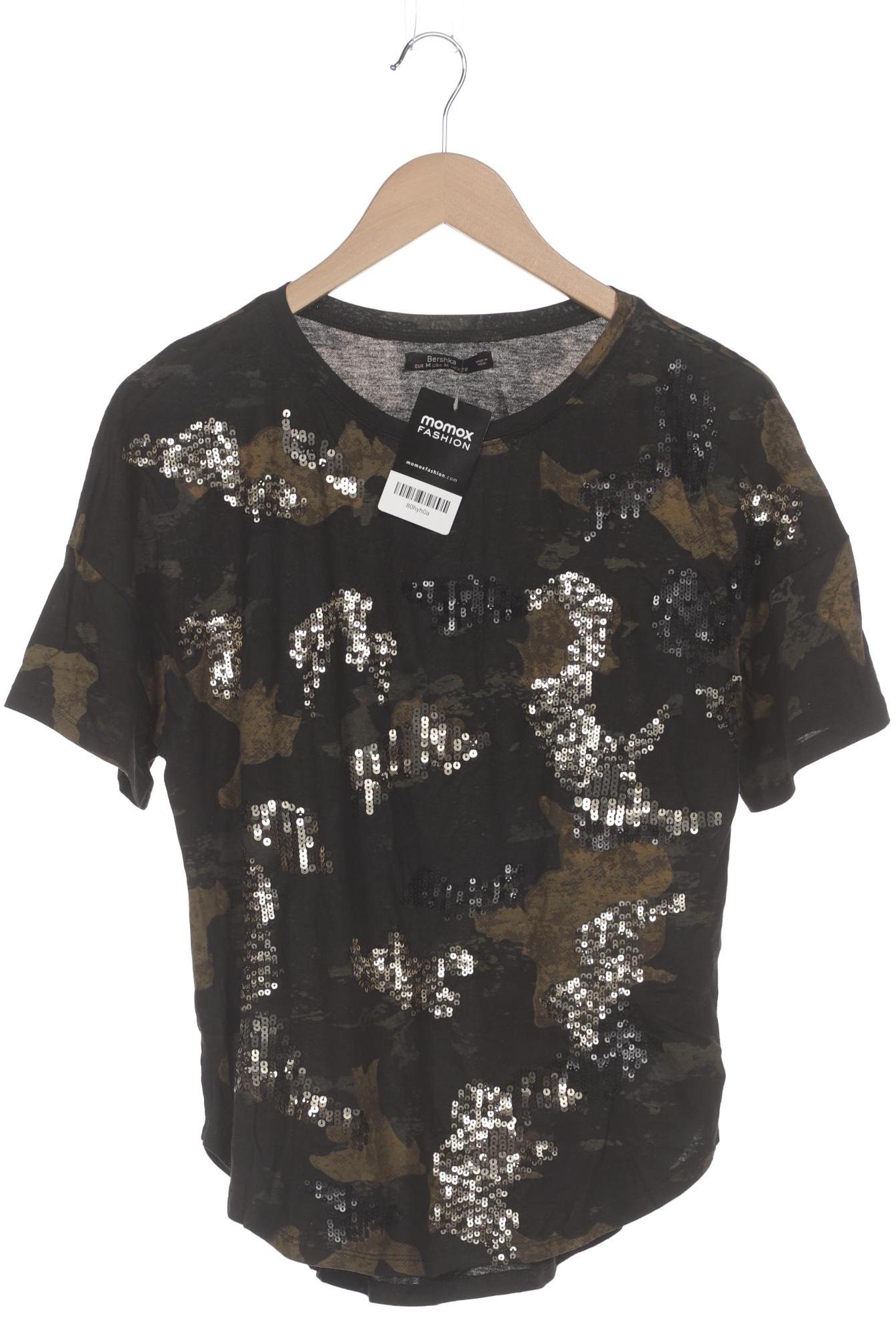 

bershka Damen T-Shirt, schwarz, Gr. 38