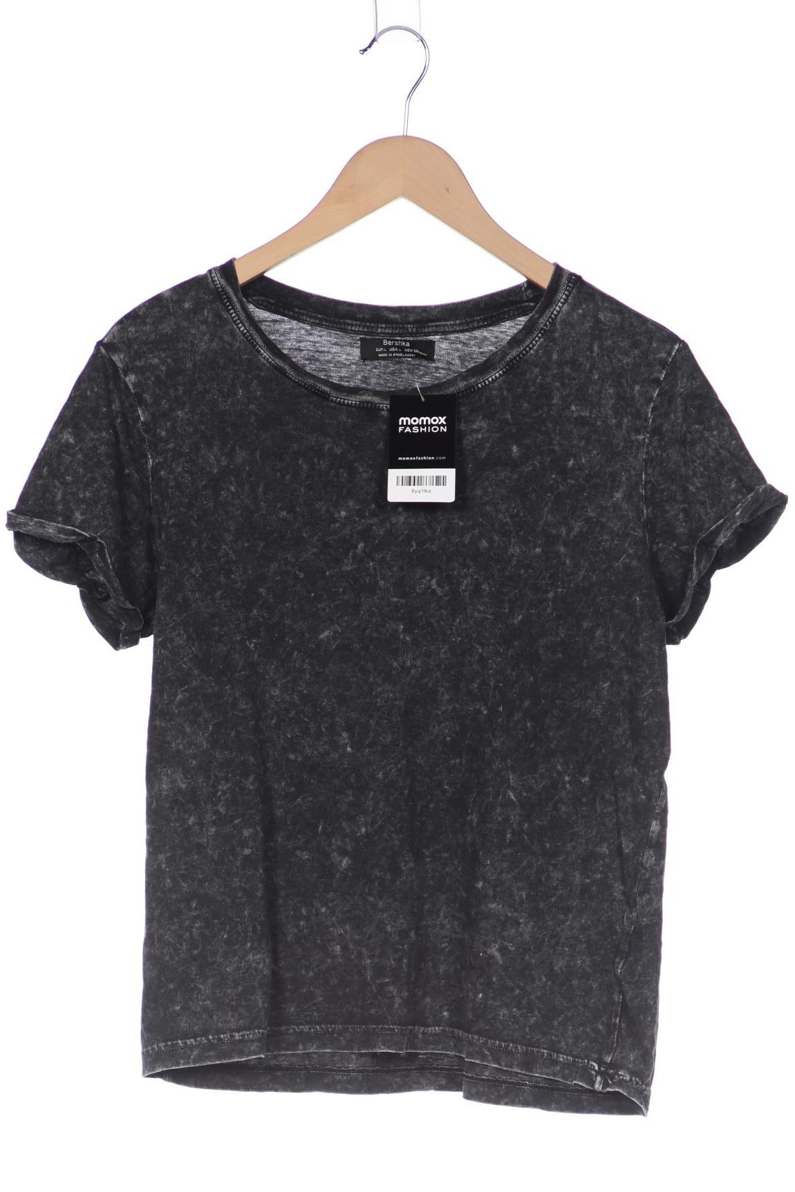 

bershka Damen T-Shirt, schwarz, Gr. 42