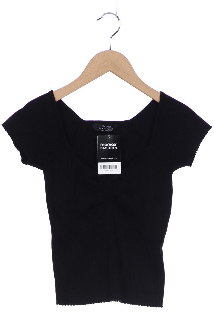 

bershka Damen T-Shirt, schwarz, Gr. 36