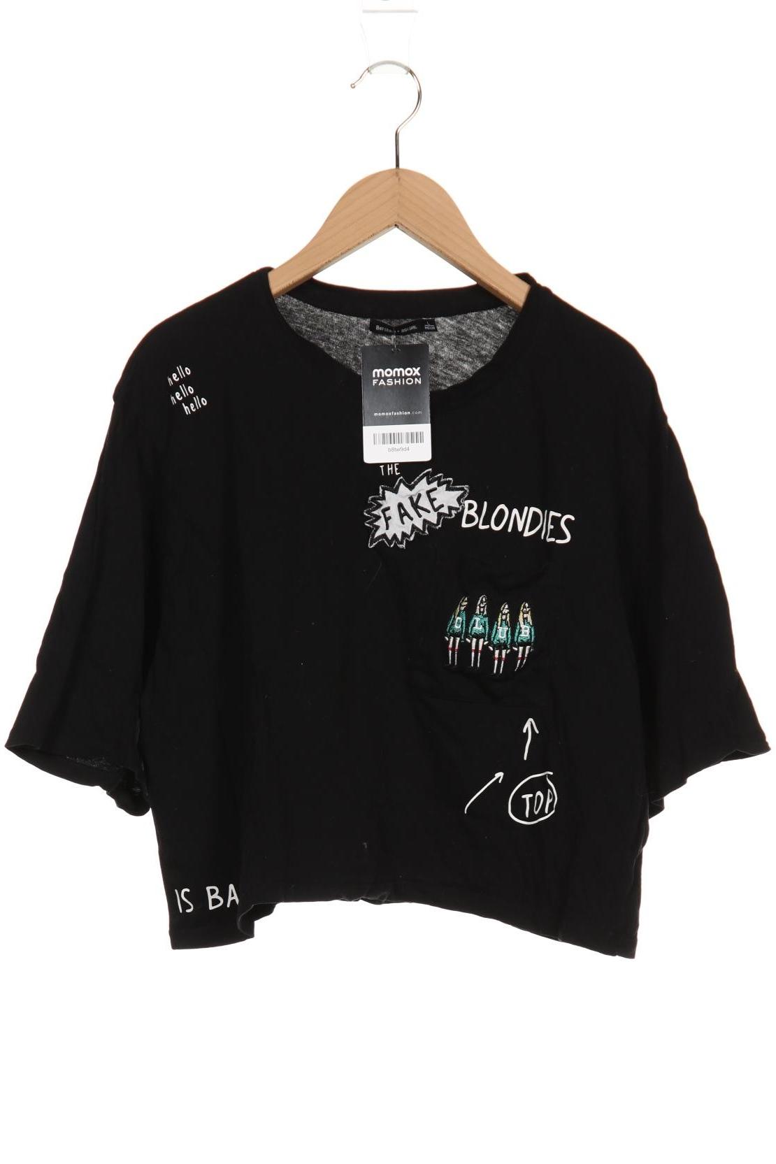 

bershka Damen T-Shirt, schwarz, Gr. 42