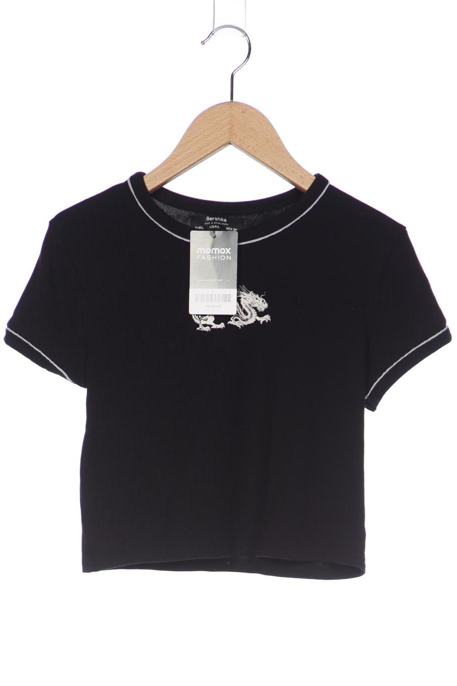 

bershka Damen T-Shirt, schwarz, Gr. 42