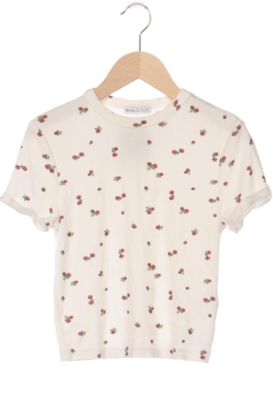 

bershka Damen T-Shirt, cremeweiß, Gr. 36