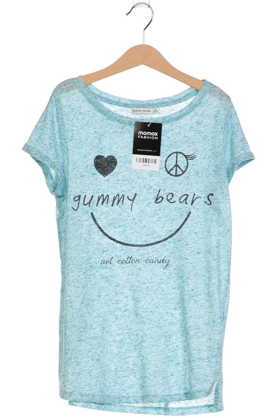 

bershka Damen T-Shirt, türkis, Gr. 34