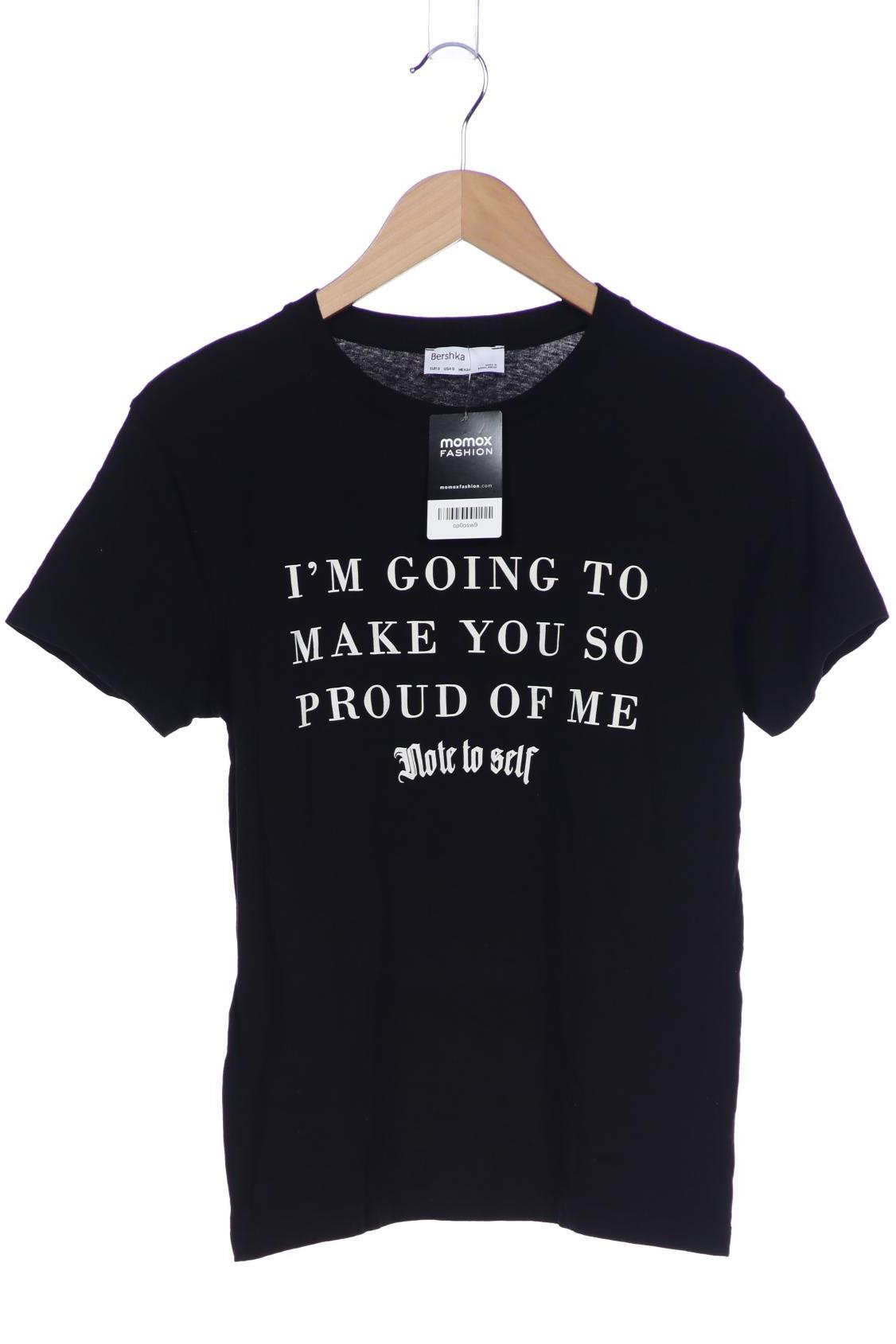 

bershka Damen T-Shirt, schwarz, Gr. 36