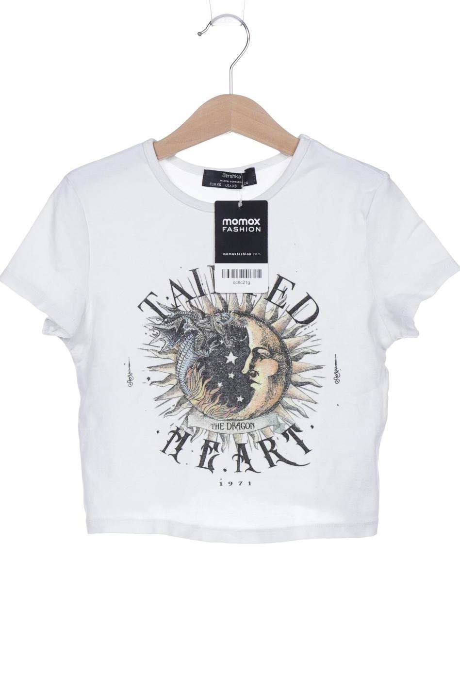 

bershka Damen T-Shirt, weiß, Gr. 34