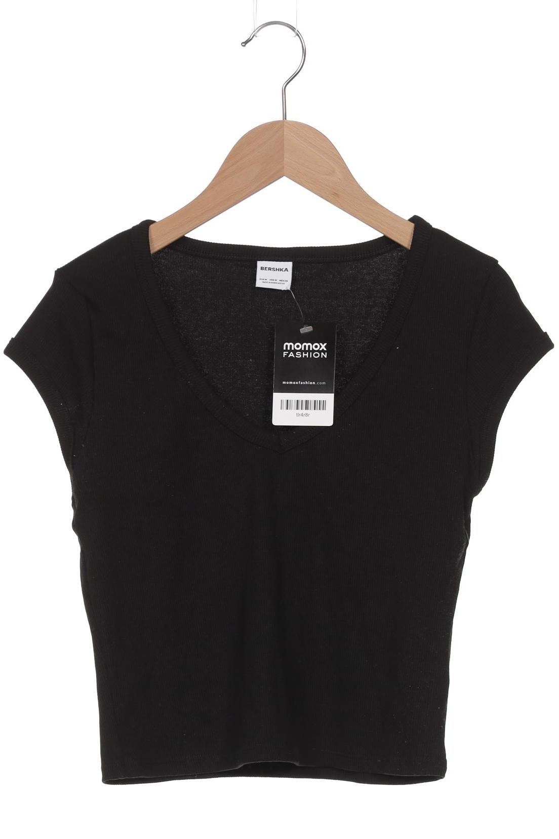 

bershka Damen T-Shirt, schwarz, Gr. 38