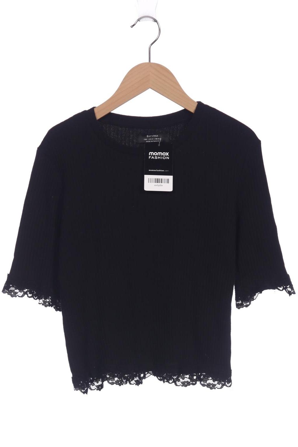 

bershka Damen T-Shirt, schwarz, Gr. 36