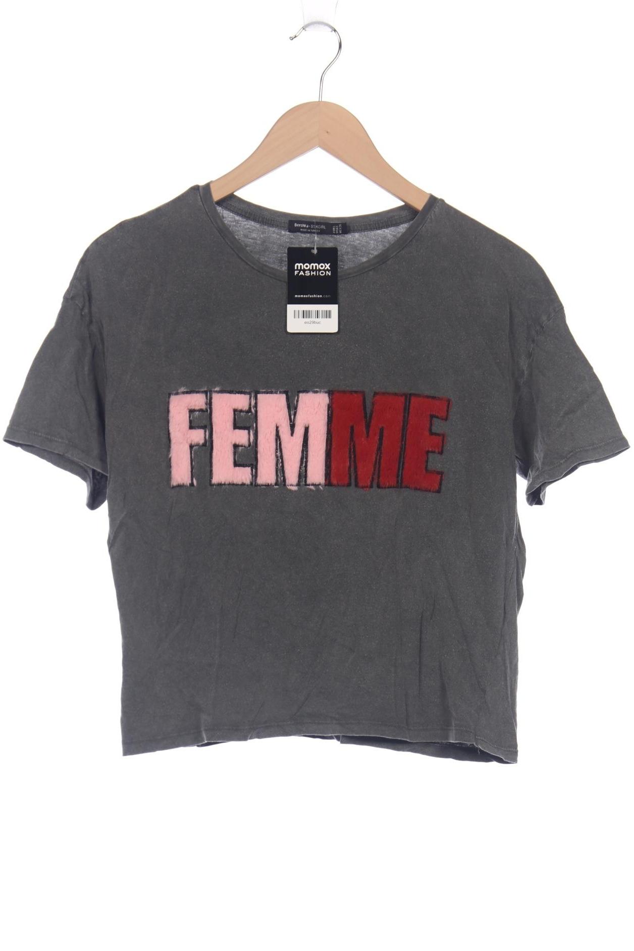 

bershka Damen T-Shirt, grau, Gr. 36