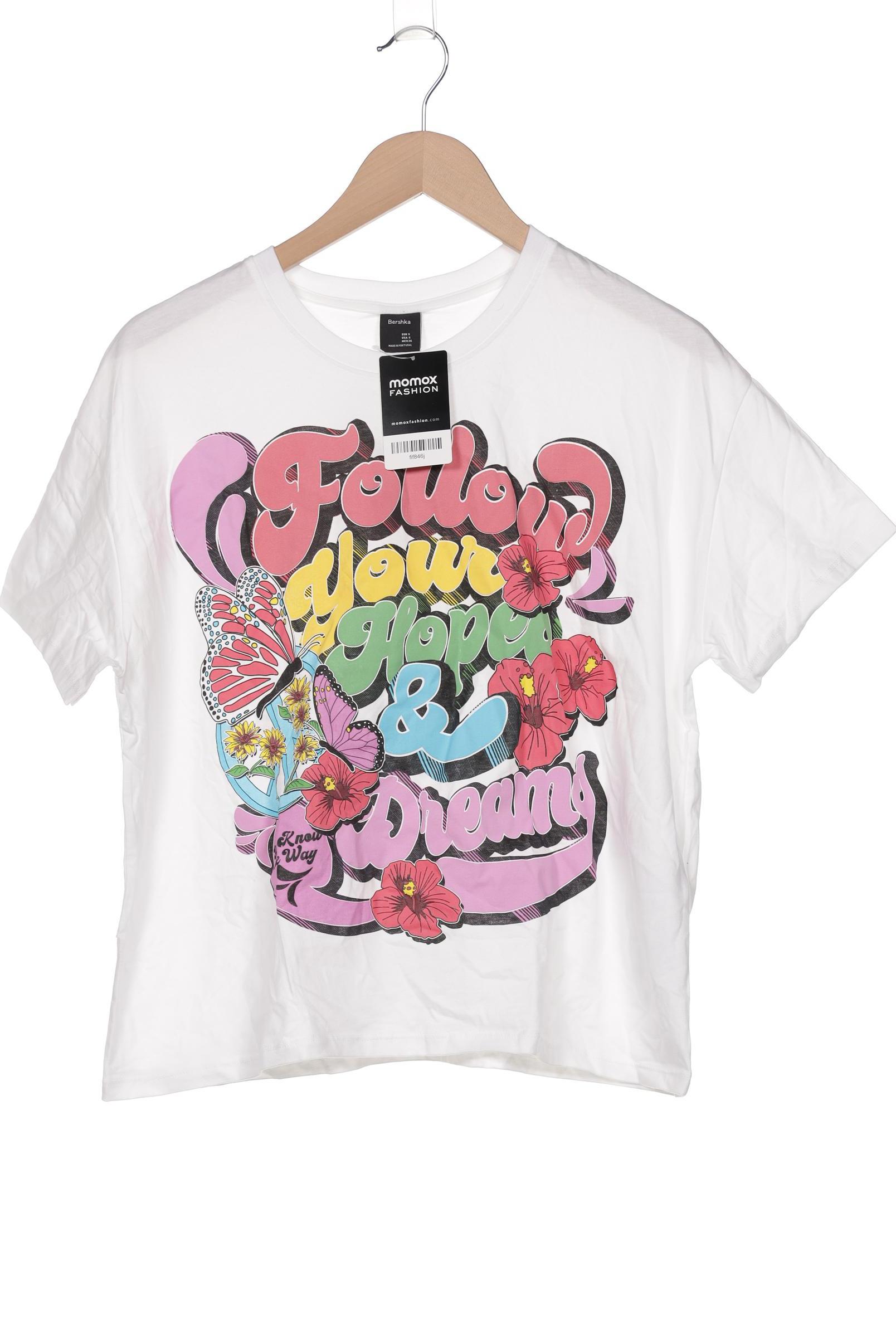 

bershka Damen T-Shirt, weiß, Gr. 36