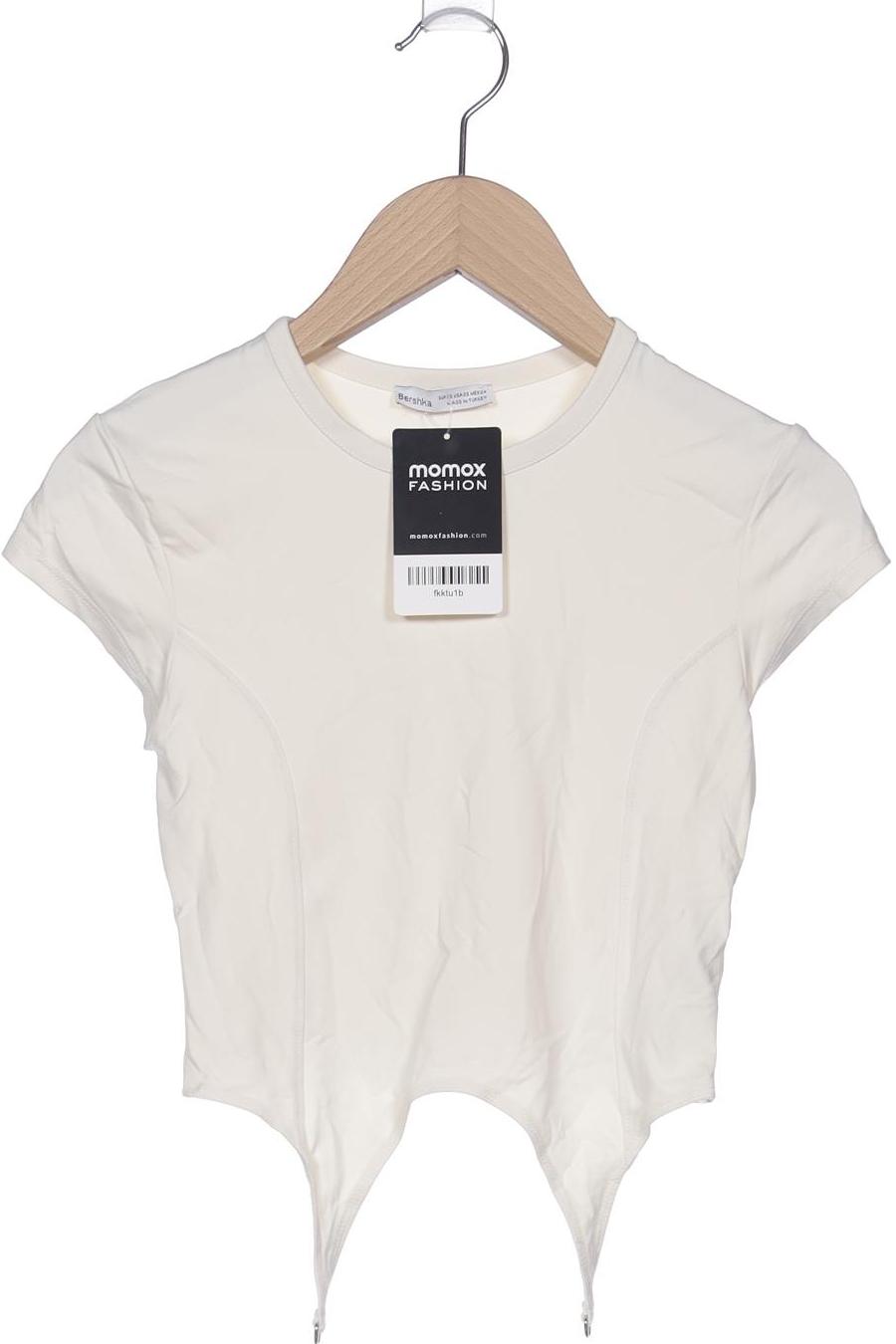 

bershka Damen T-Shirt, cremeweiß, Gr. 34