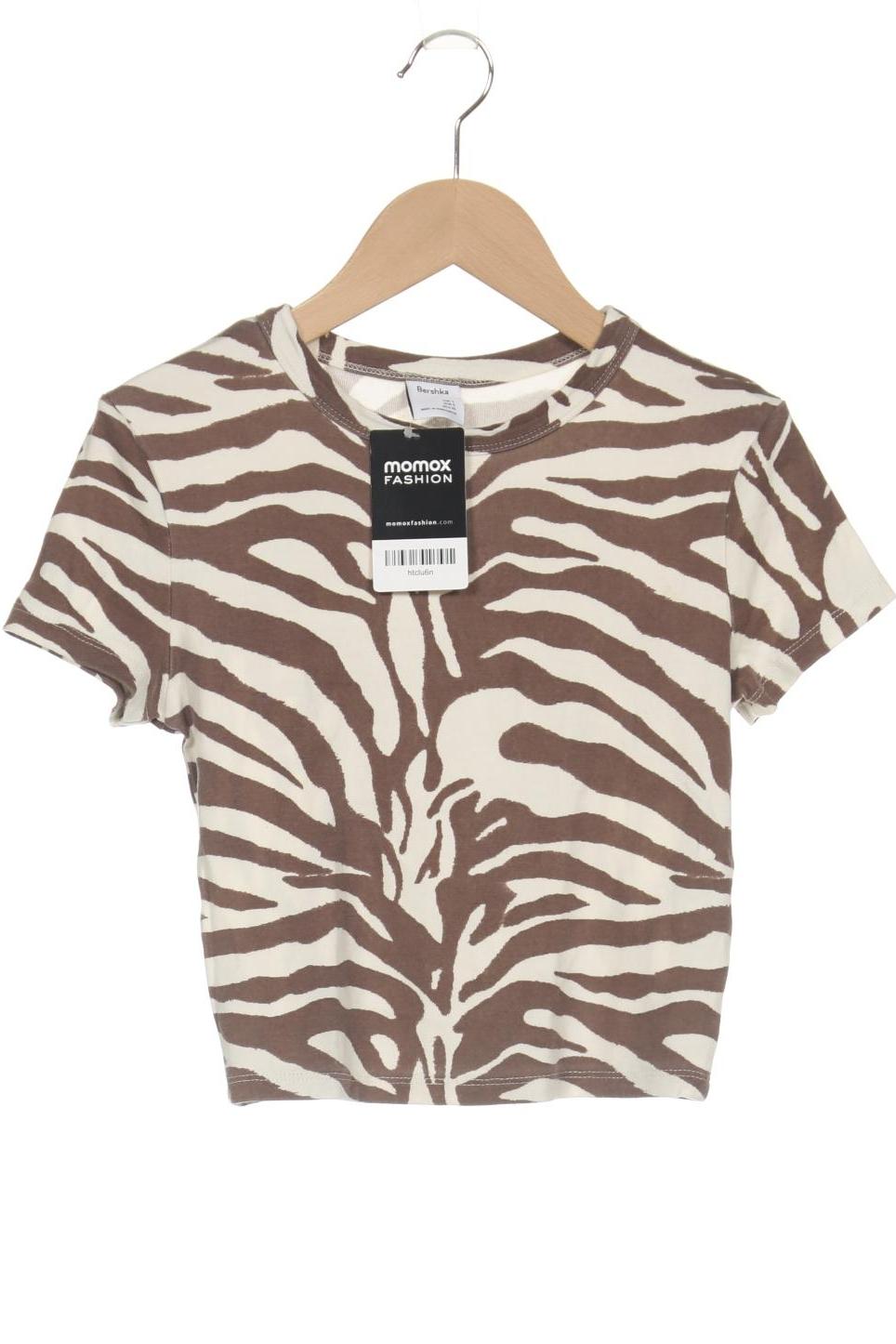 

bershka Damen T-Shirt, cremeweiß, Gr. 36