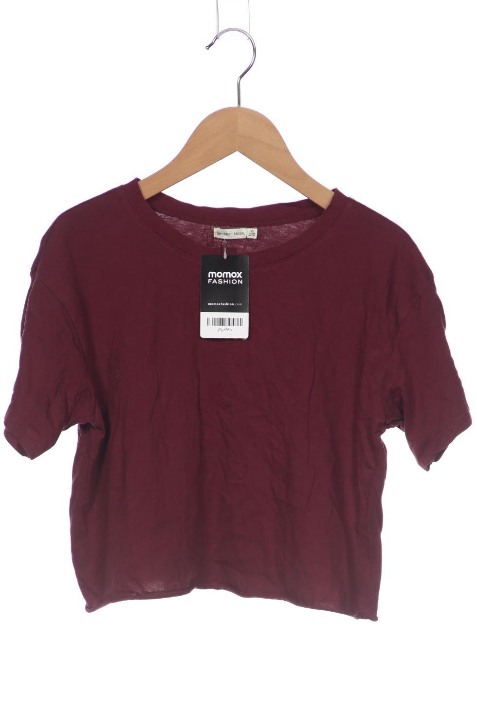 

bershka Damen T-Shirt, bordeaux, Gr. 34